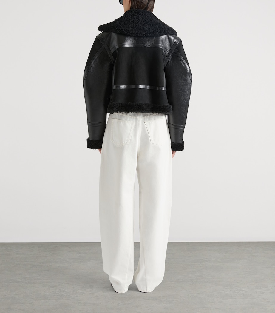 Cropped Shearling Jacket BLACK Image 3