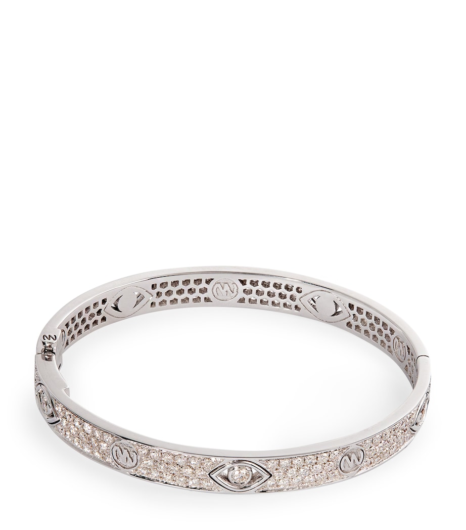 White Gold and Diamond Protected Eye Bangle WHITE Image 1