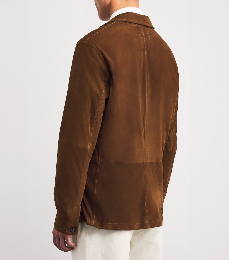 Suede Unstructured Blazer BROWN Image 4
