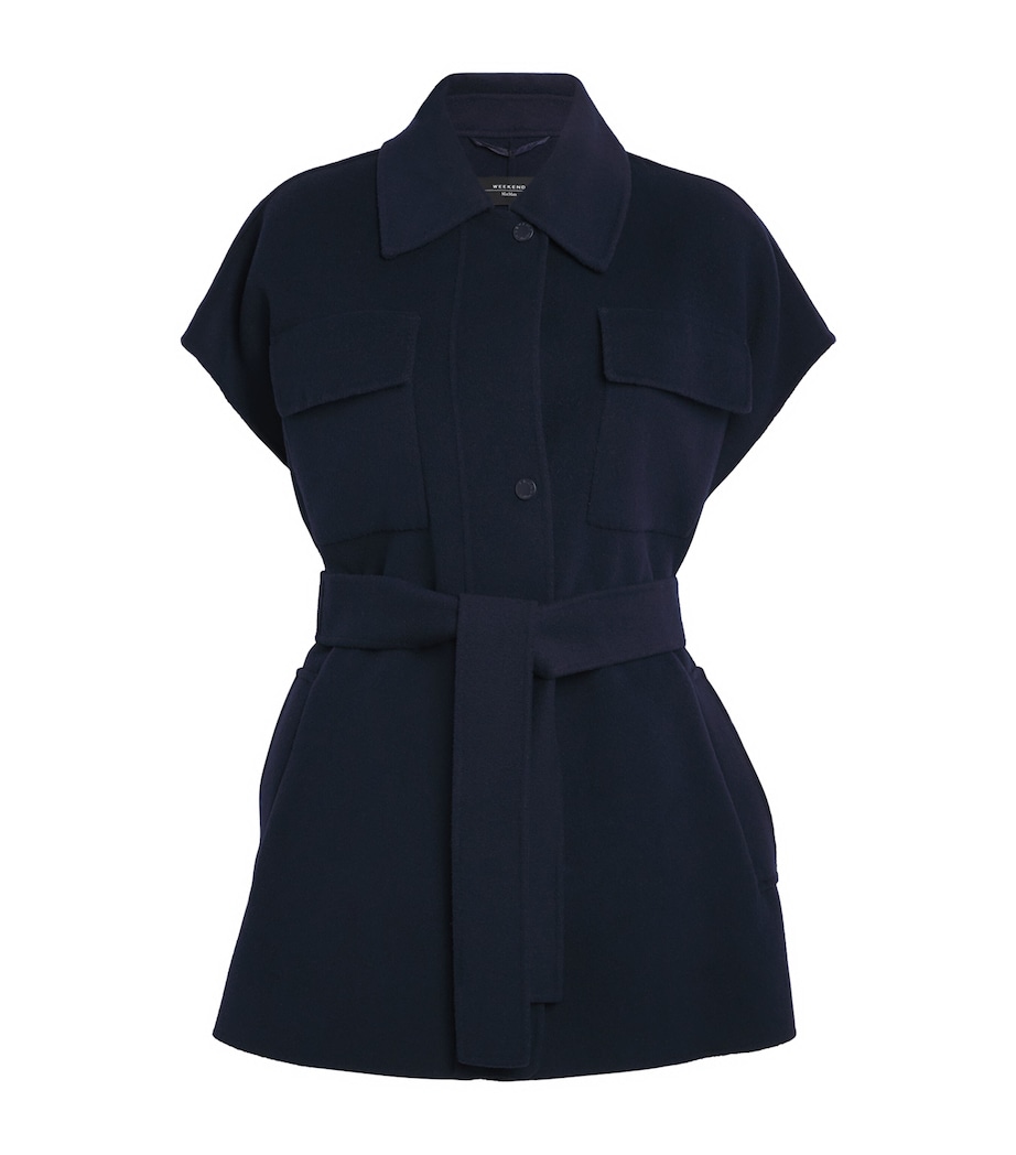 Wool Sleeveless Belted Coat NAVY Image 1
