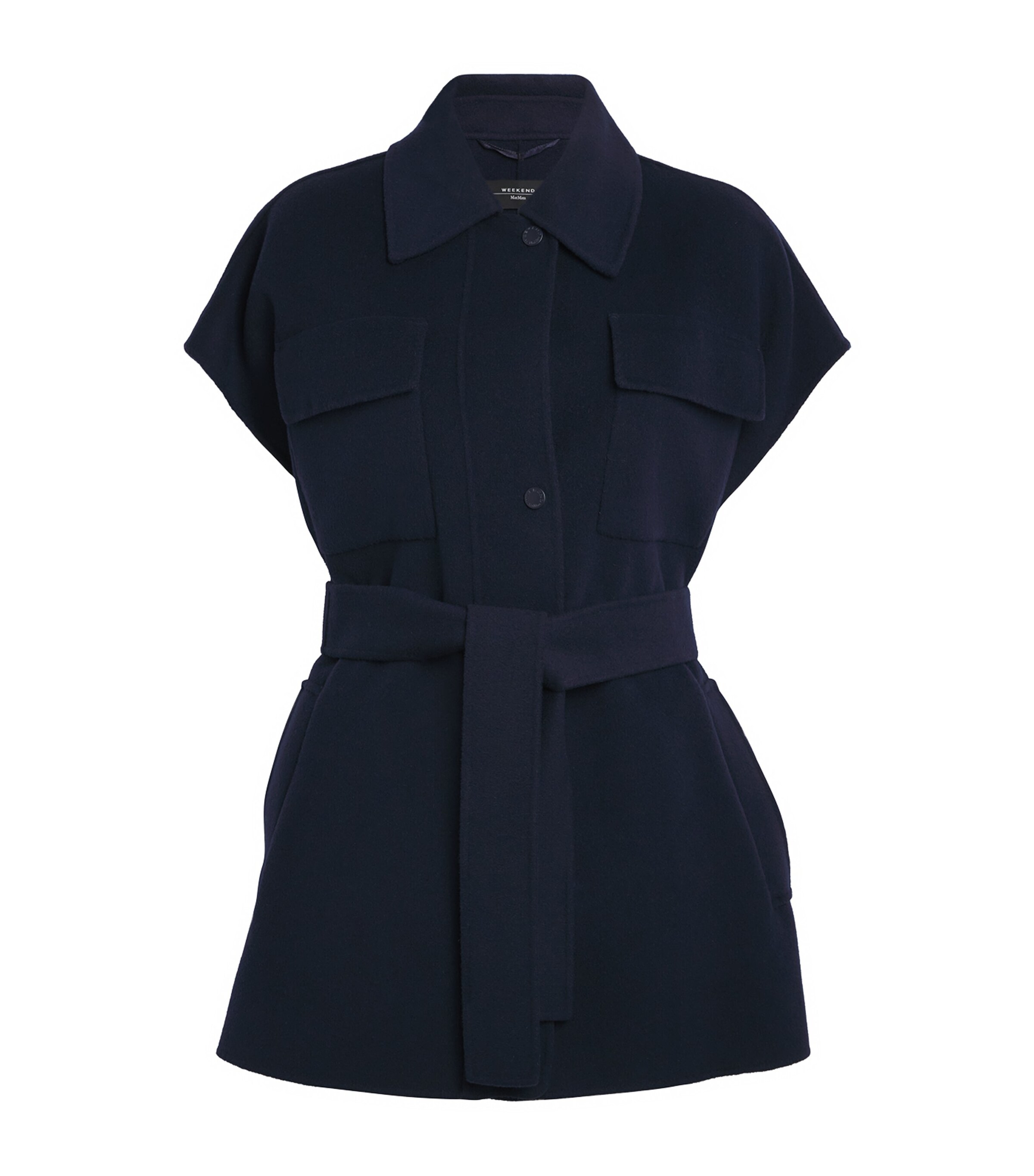 Weekend Max Mara Wool Sleeveless Belted Coat | Women Clothing | Coats & Jackets | Wool Coats | Designers | Weekend Max Mara
