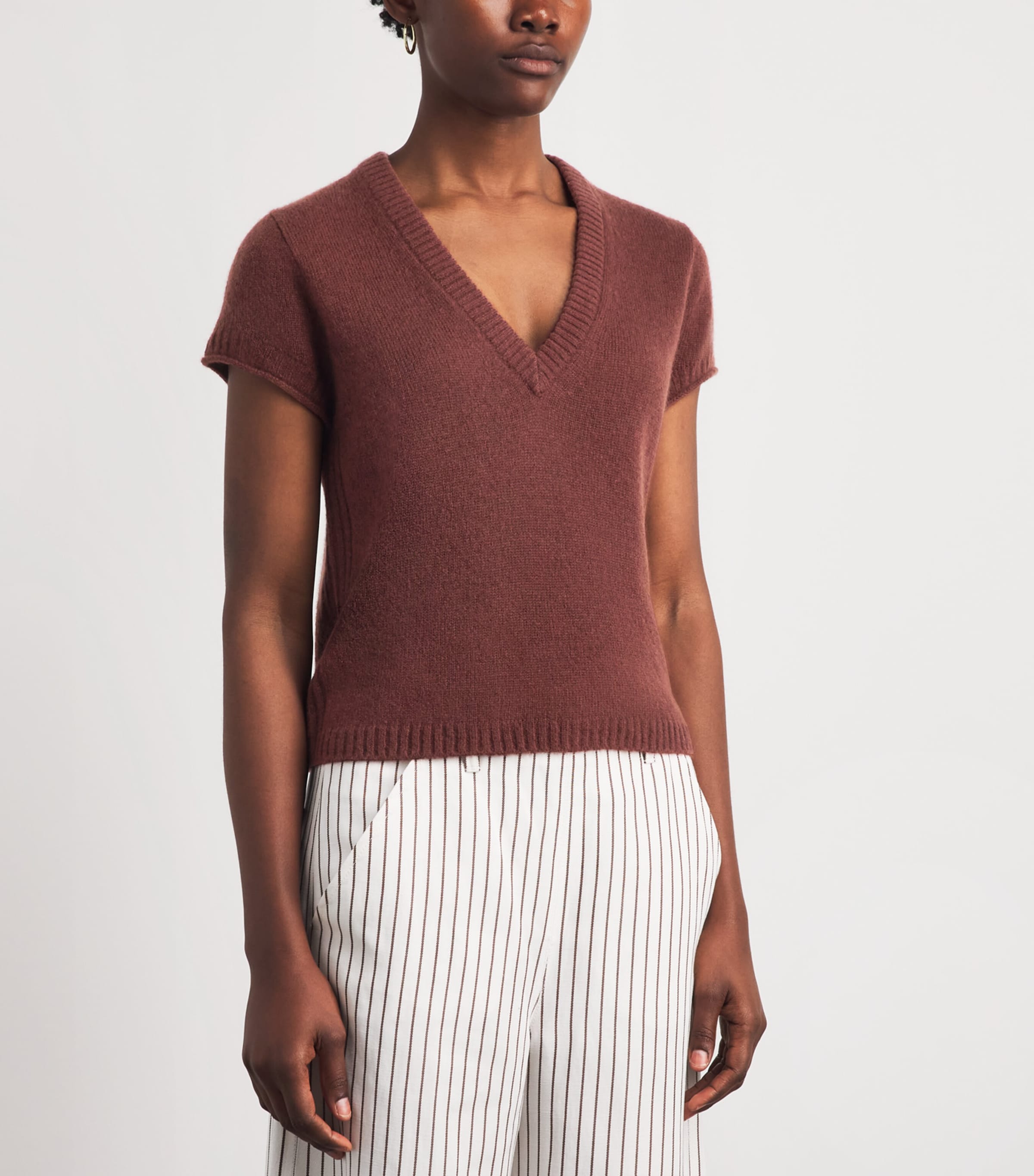 ME+EM Womens Merino-Cashmere-Silk Baby T-Shirt Cinnamon Brown Image 4
