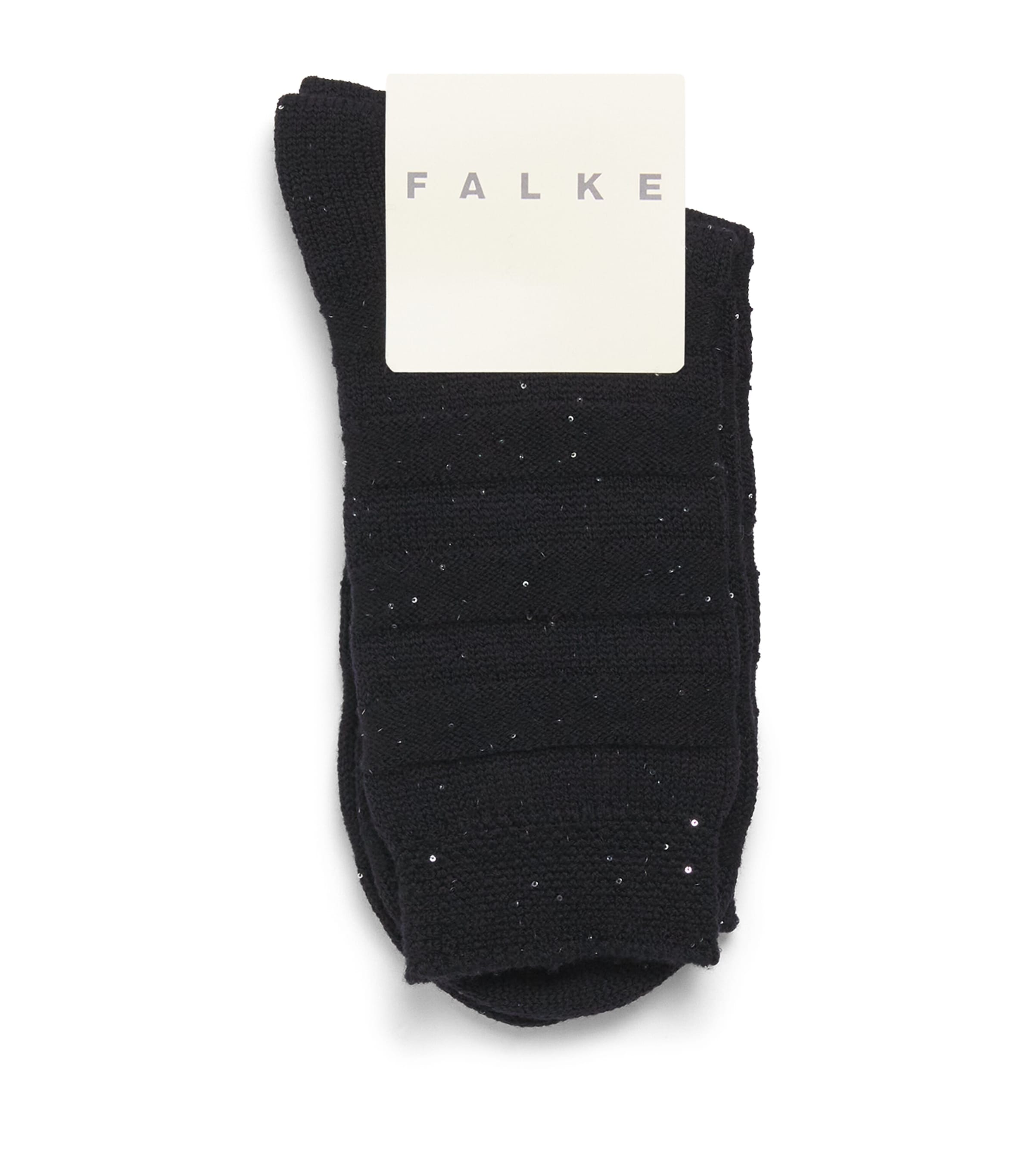 Falke Womens Wool-Blend Sequin-Embellished Socks Black Image 1