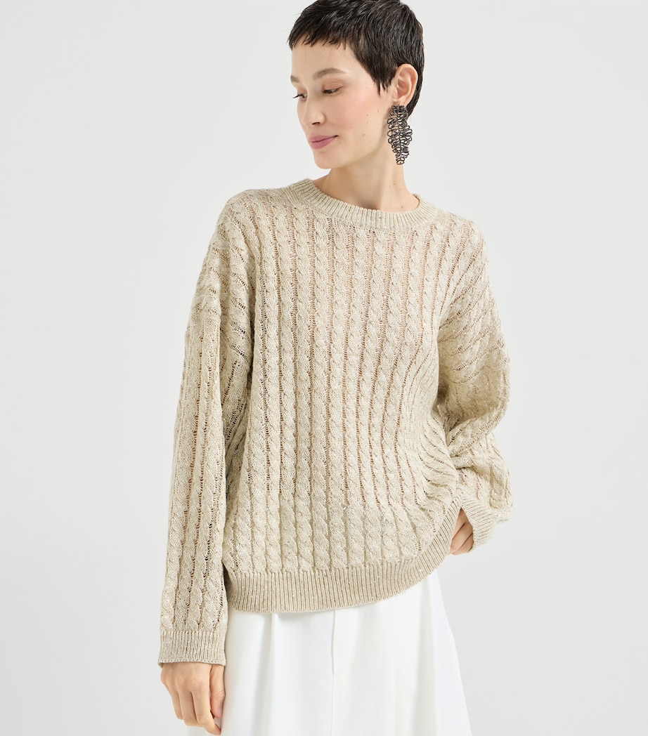 Linen-Blend Sparkling Sweater C8925 Image 3