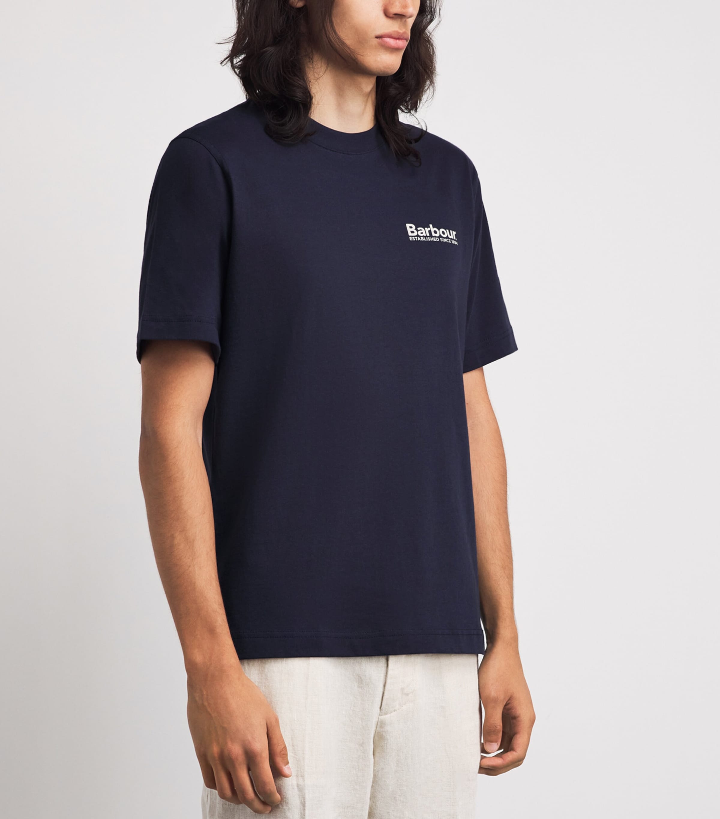 Barbour Mens Cotton Logo T-Shirt Dark Navy Image 4