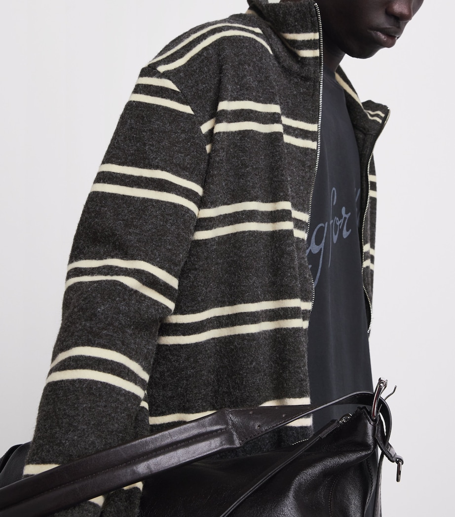 Song For The Mute Mens Funnel-Neck Zip-Up Cardigan Charcoal Image 3