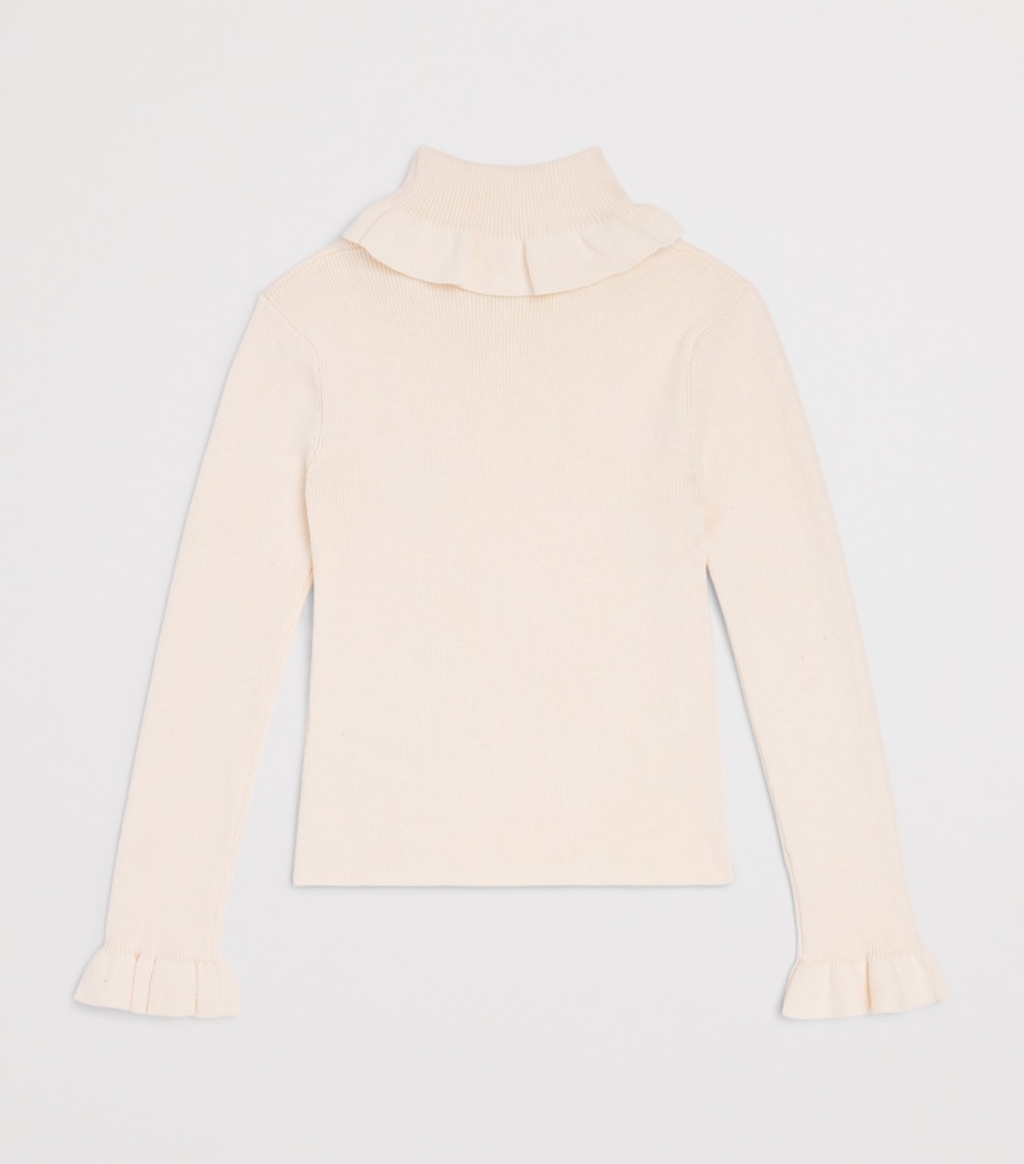 Chloé Kids Cotton-Wool Ruffle-Neck Sweater (4-14 Years) Ivory Image 1