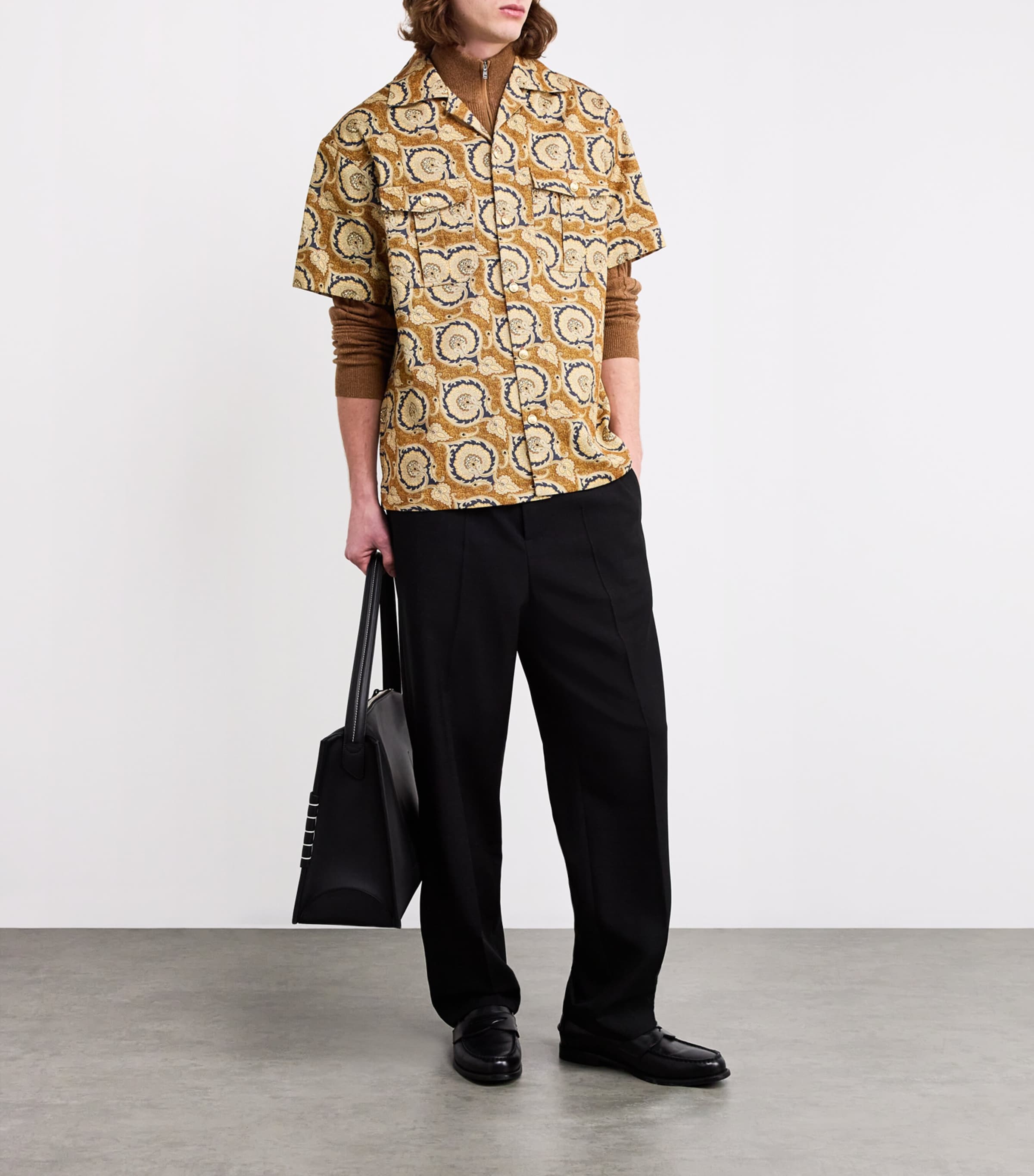 Drôle de Monsieur Mens Cotton Paisley Shirt Mustard Image 2