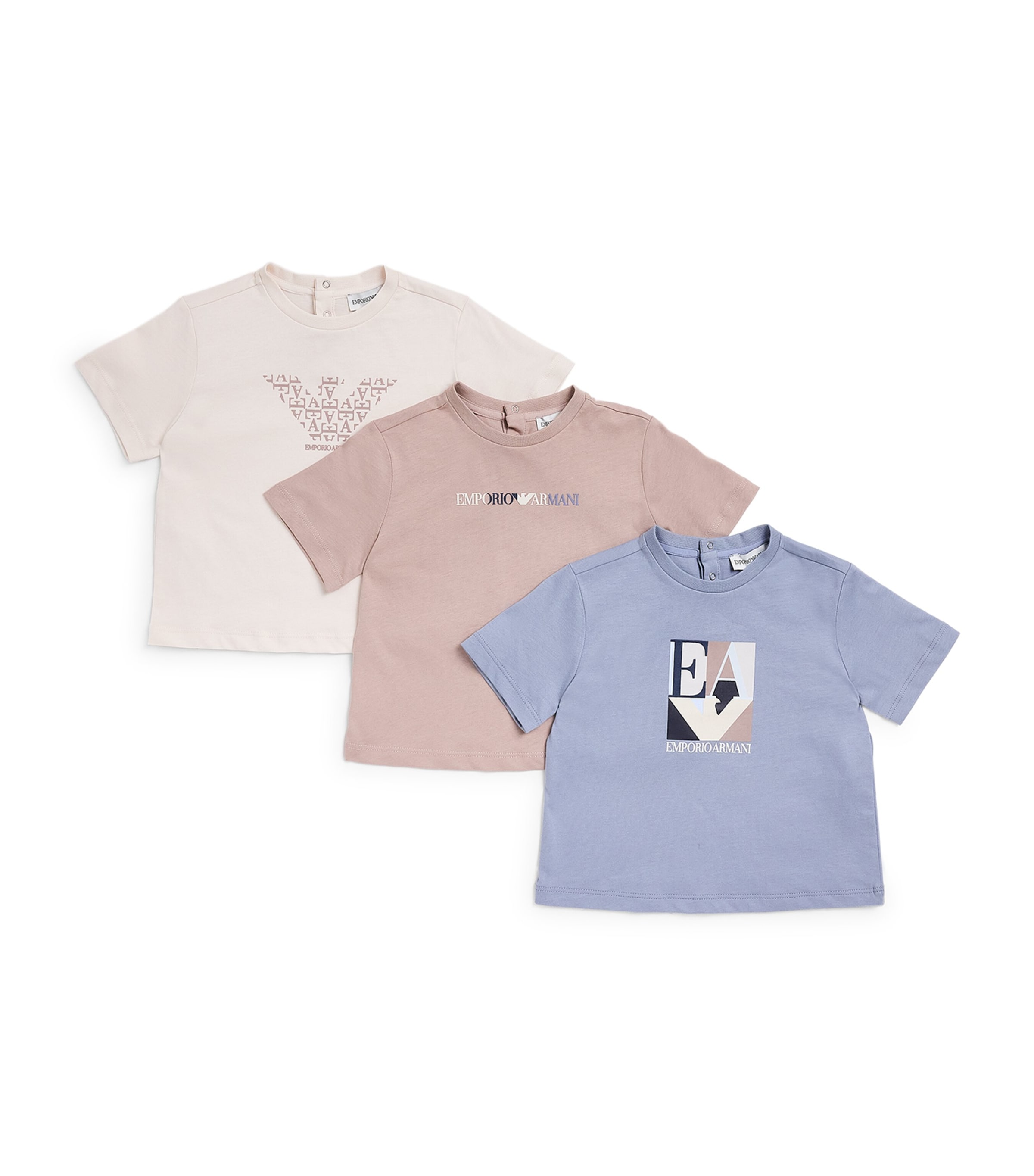 Emporio Armani Kids Pack of 3 Cotton Logo T-Shirts (6-36 Months) Image 1