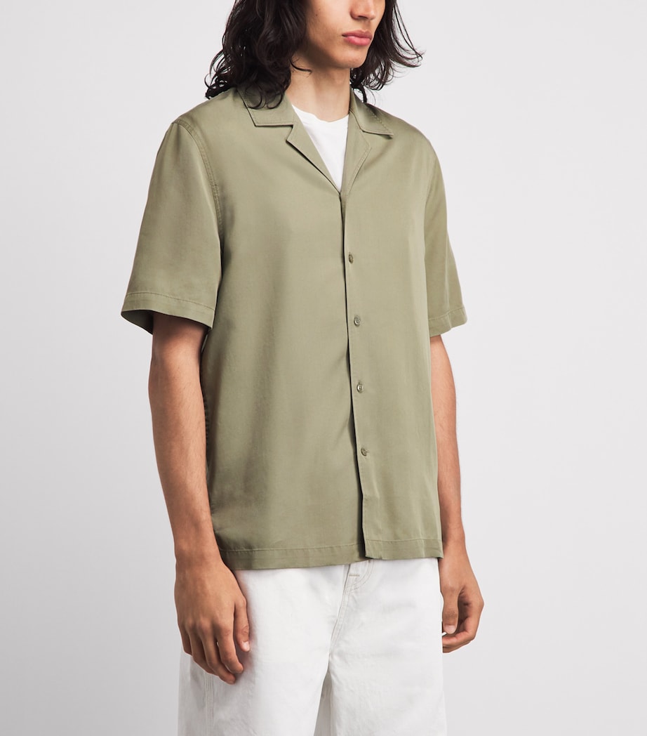 7 For All Mankind Mens Notched-Collar Short-Sleeve Shirt Green Image 4