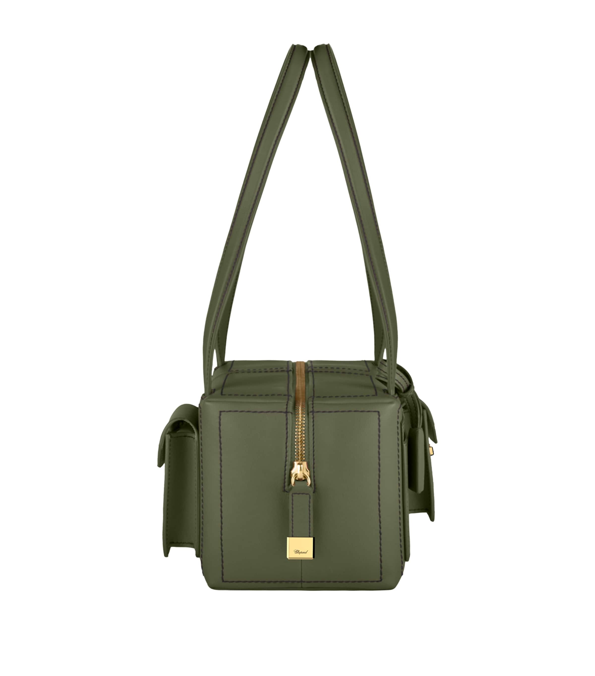 Leather Ice Cube Shoulder Bag GREEN Image 4