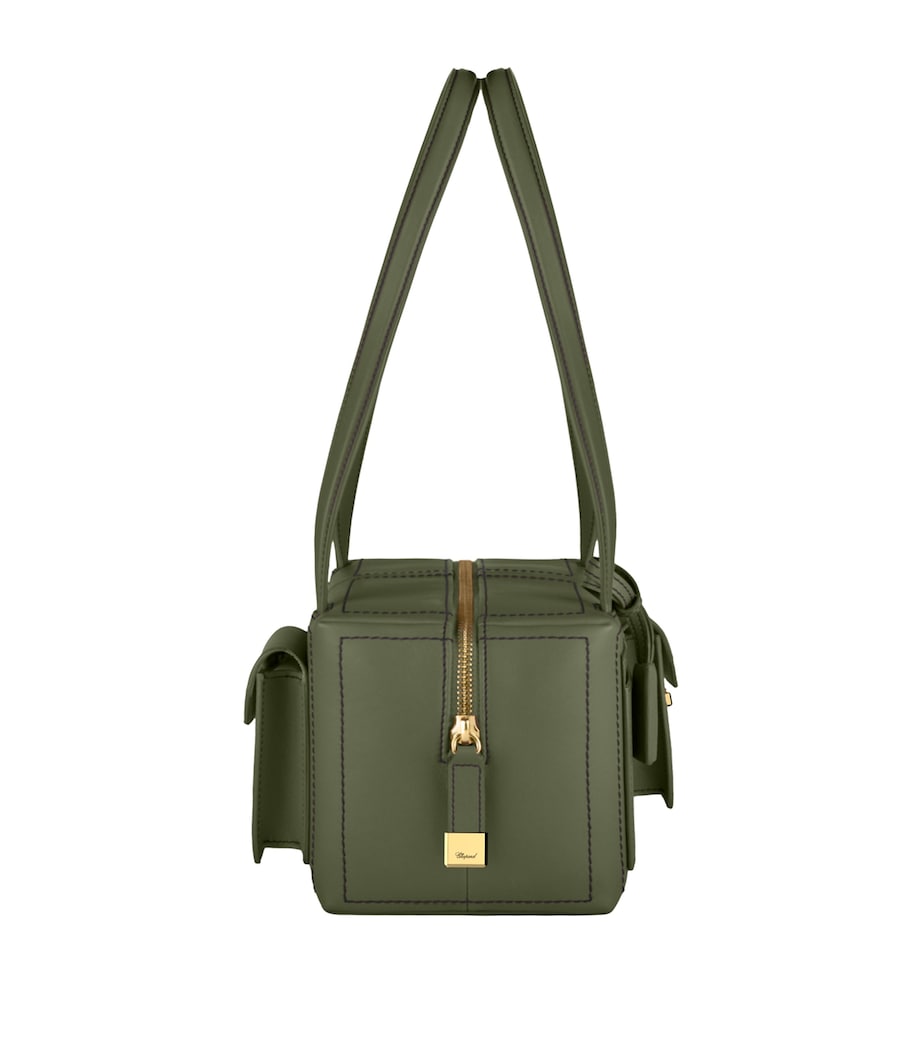 Leather Ice Cube Shoulder Bag GREEN Image 4