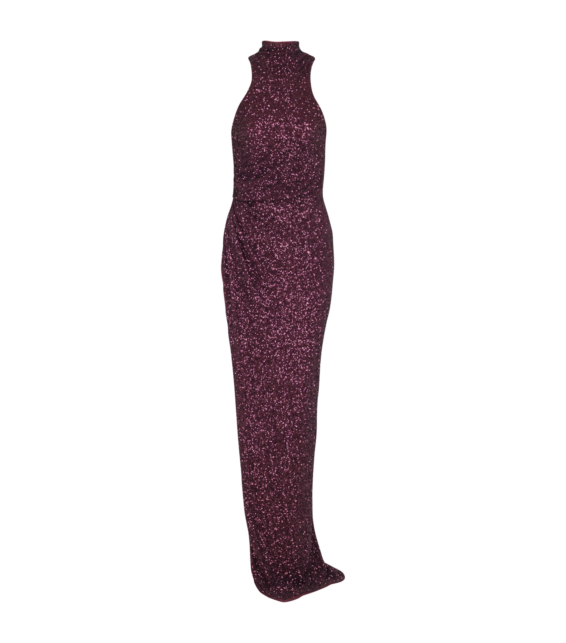 Balmain Women High-neck Sequin Dress In Pink