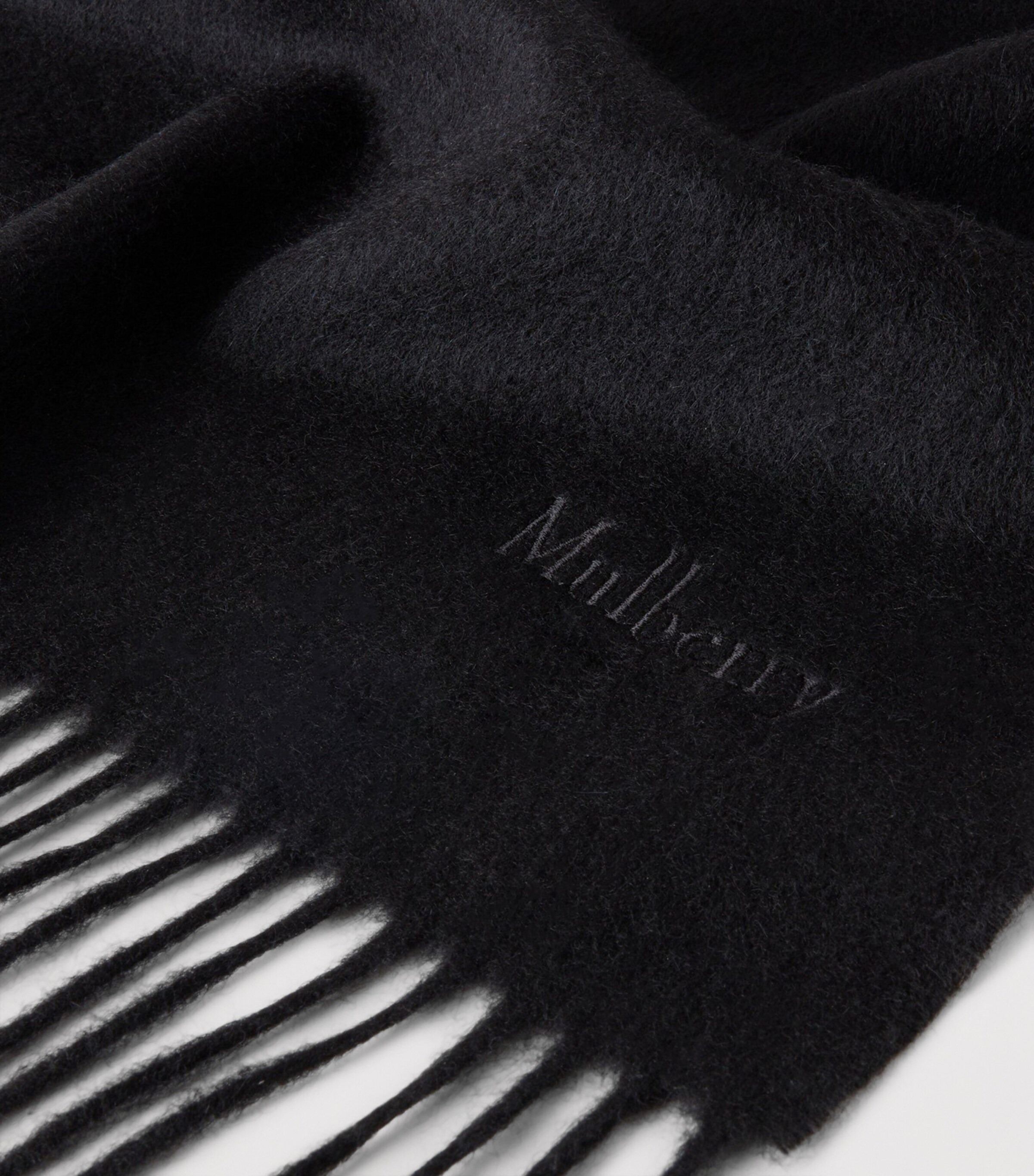 Mulberry Cashmere Logo Scarf Black Image 3