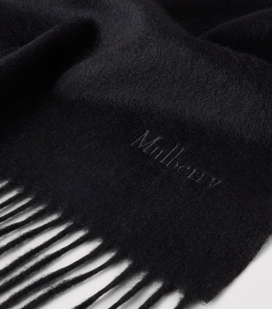 Mulberry Cashmere Logo Scarf Black Image 3