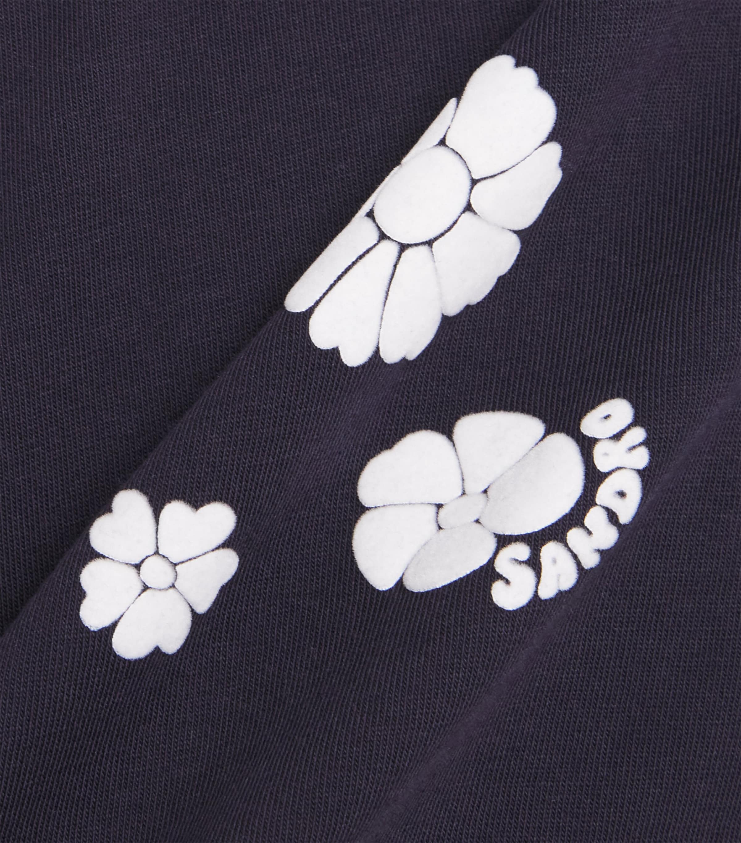 Sandro Paris Mens Cotton Flower Print T-Shirt Navy Blue Image 6