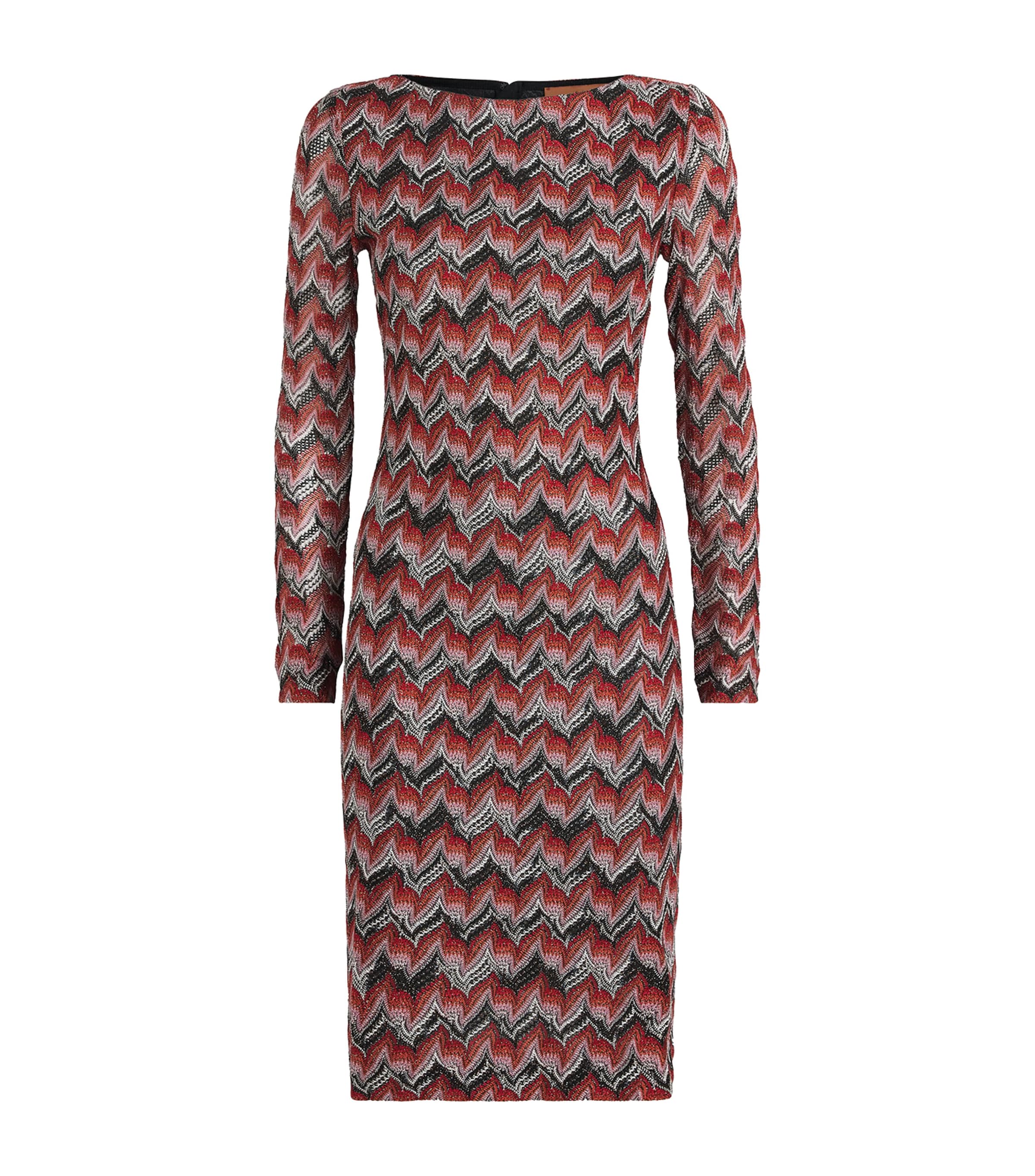 Missoni Midi Dress With Boat Neck In Red