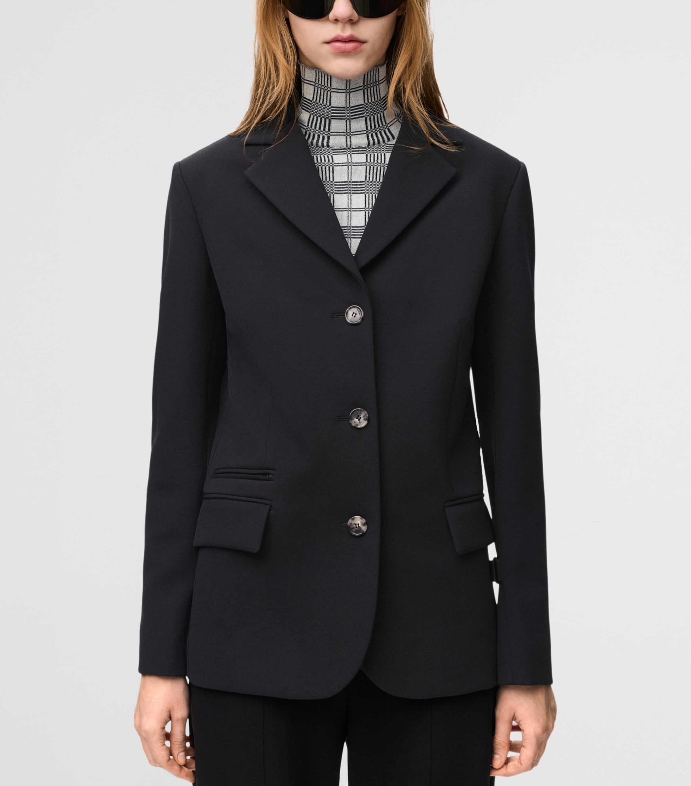 LOEWE Womens Wool-Blend Single-Breasted Blazer Black Image 5