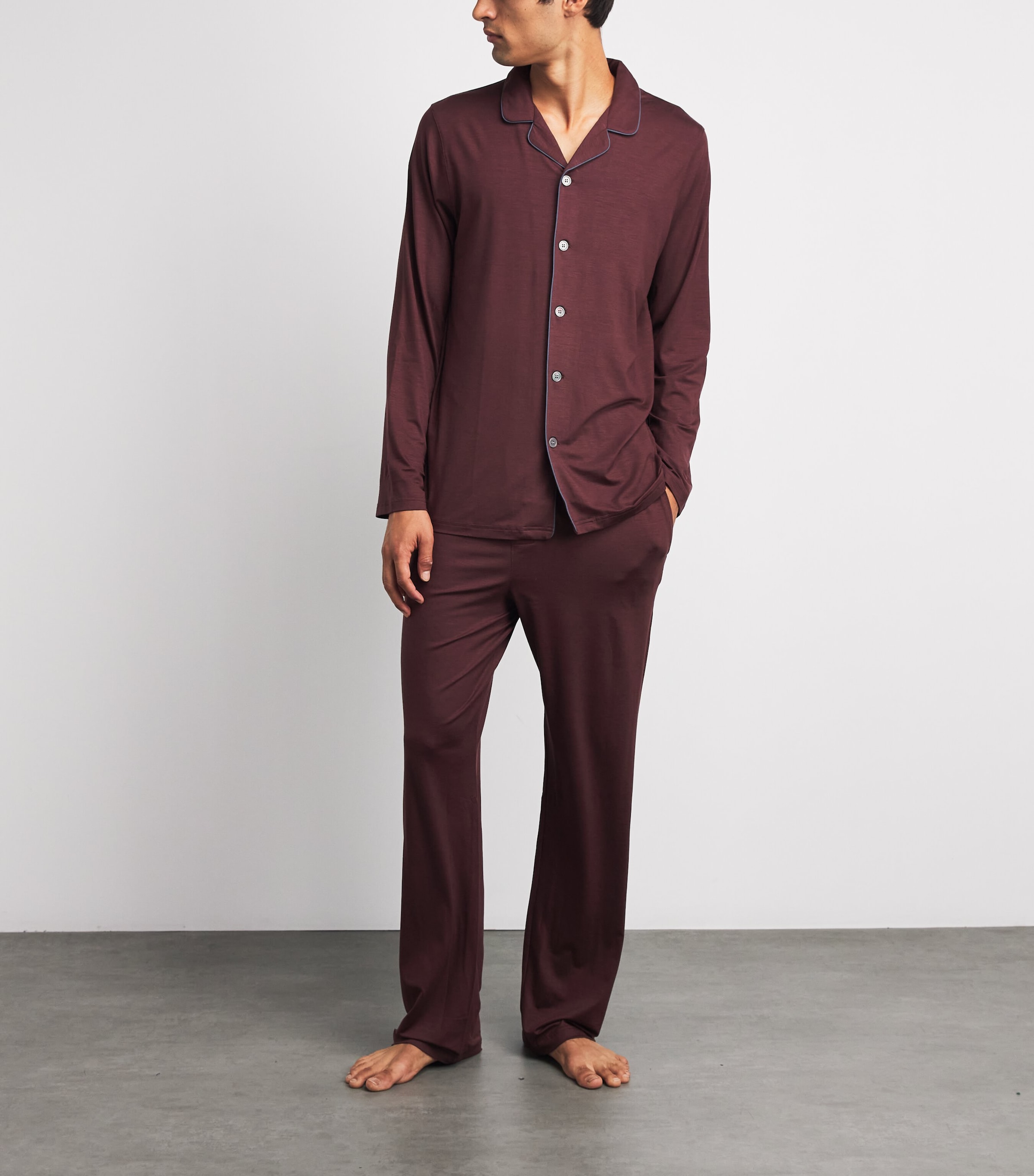 Derek Rose Mens Micro Modal Basel Pyjama Set Bro Image 2