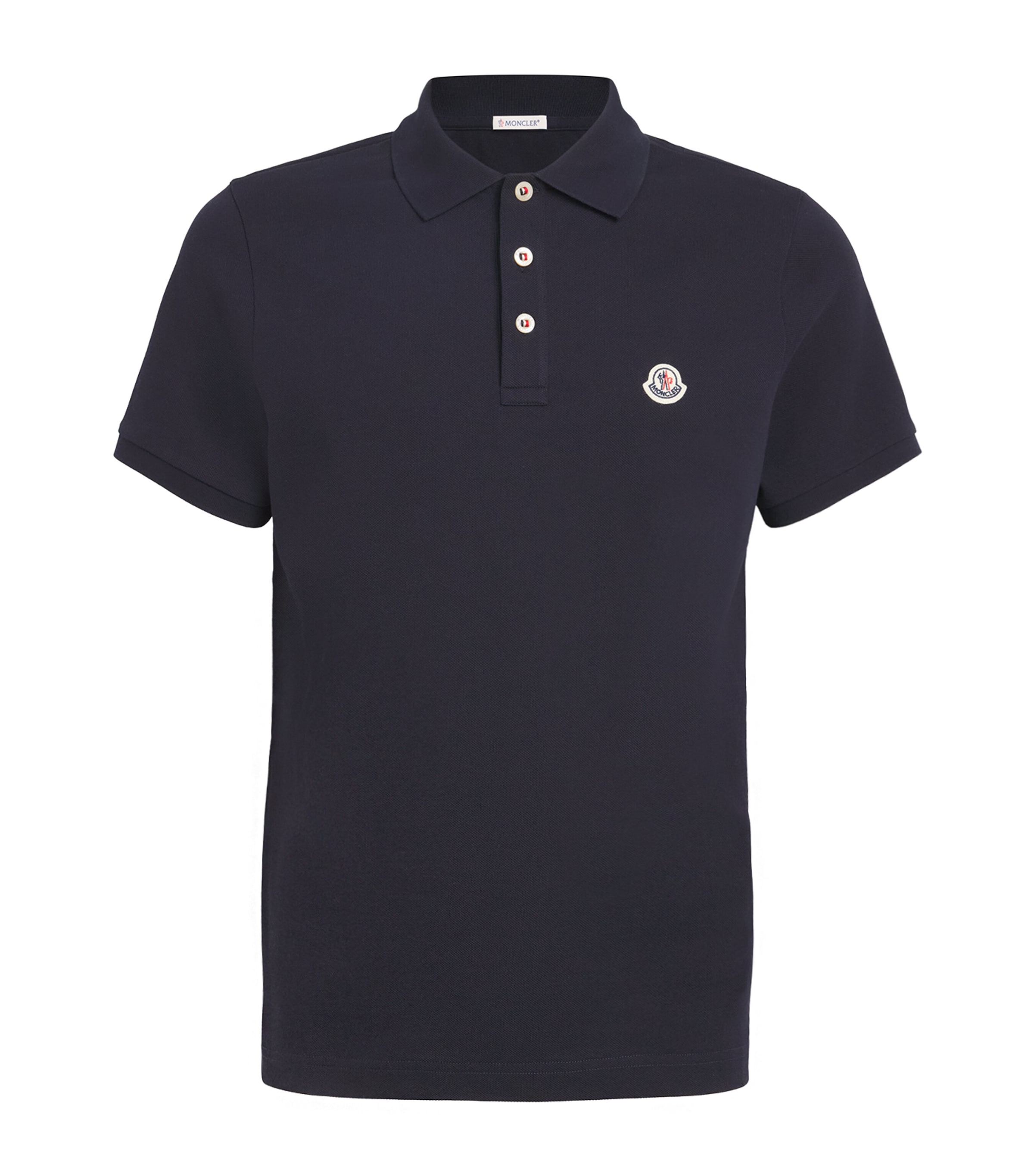 Moncler Mens Piqué Cotton Logo Shirt Image 1