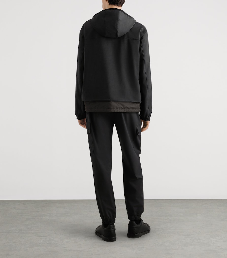 Wool-Blend Canvas Hooded Jacket N0542-IRON GREY Image 3