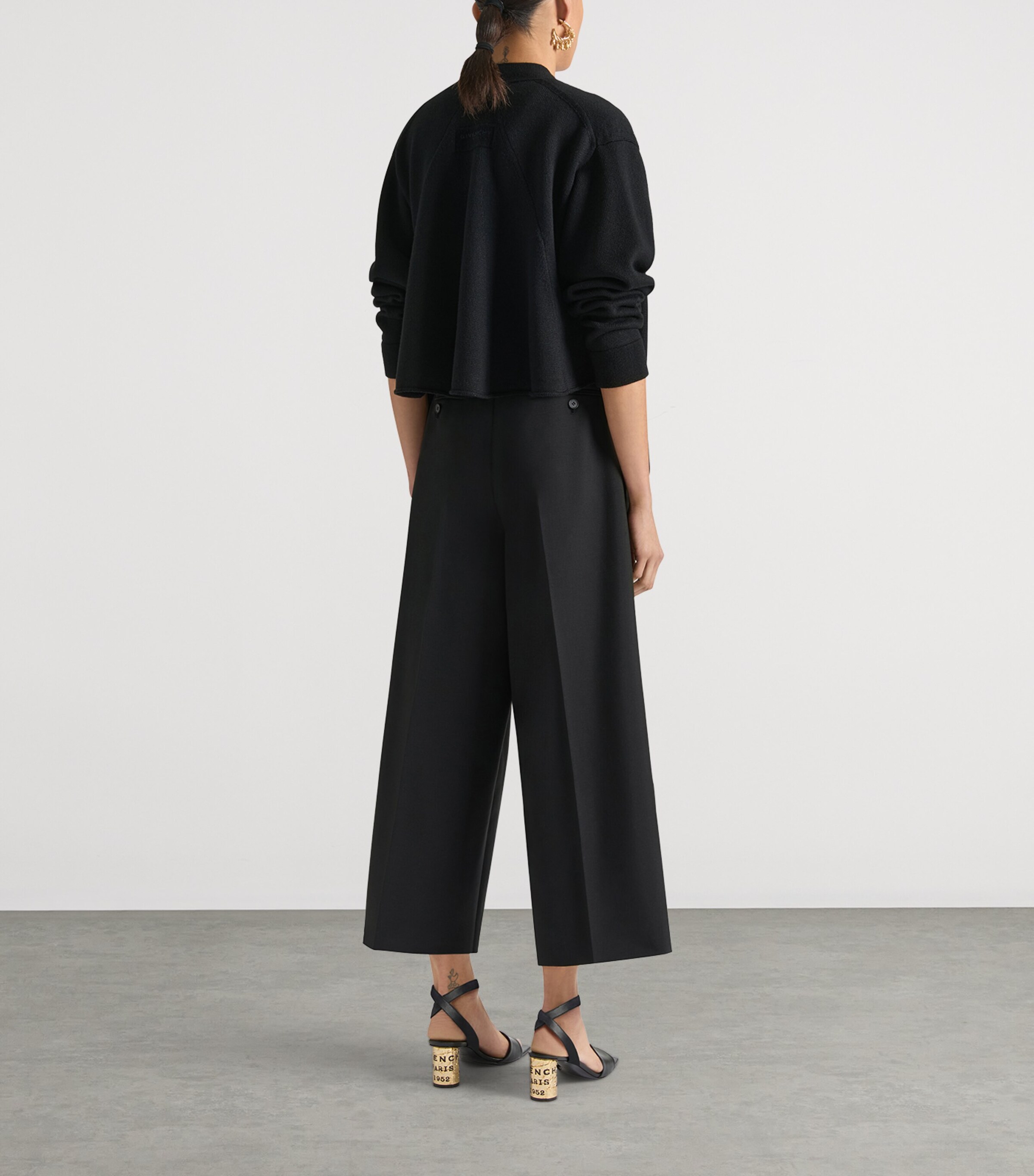 Givenchy Womens Wool-Mohair Cropped Trousers Black Image 3