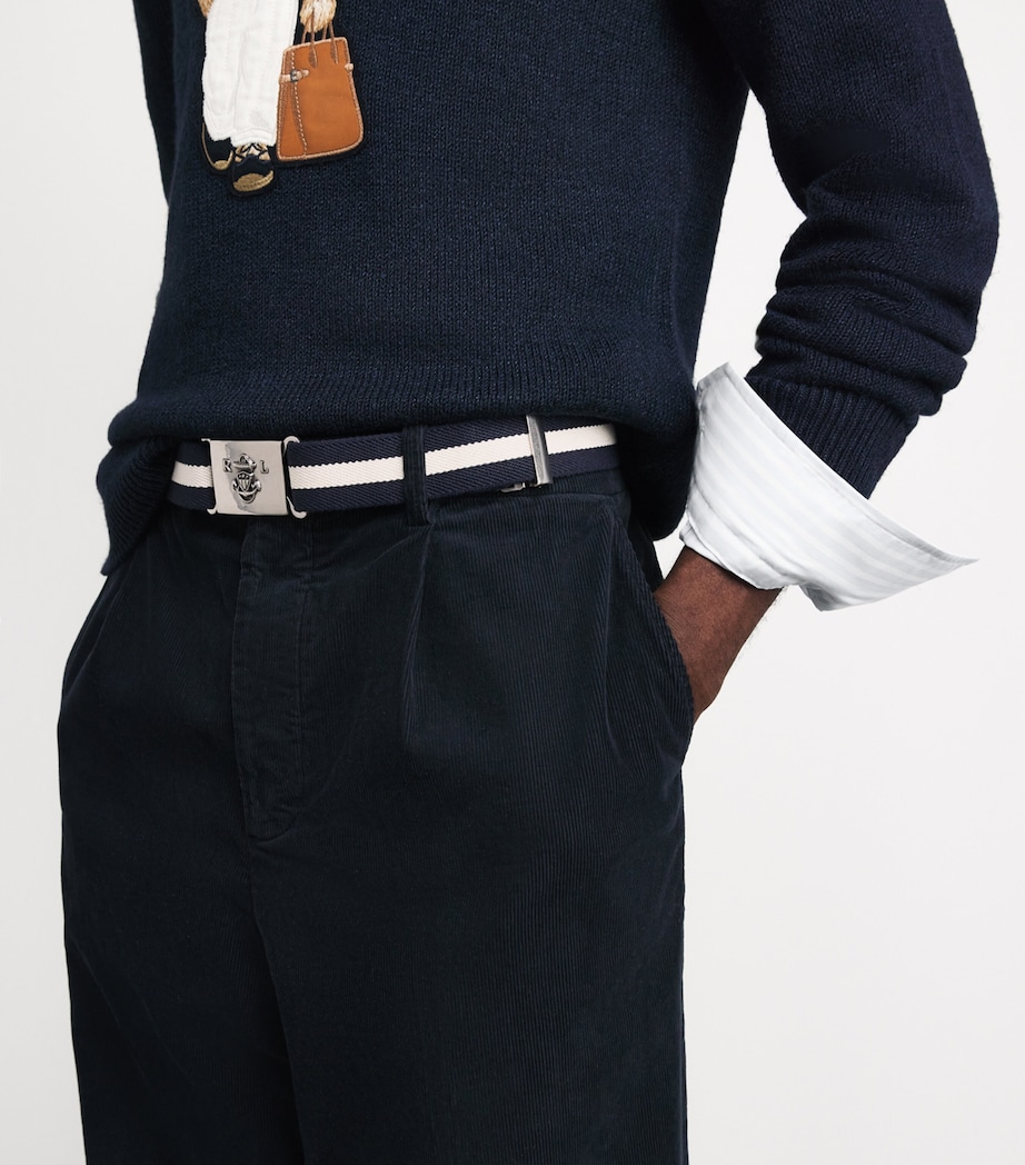 Ralph Lauren Purple Label Cotton Anchor Belt Navy/cream Image 4