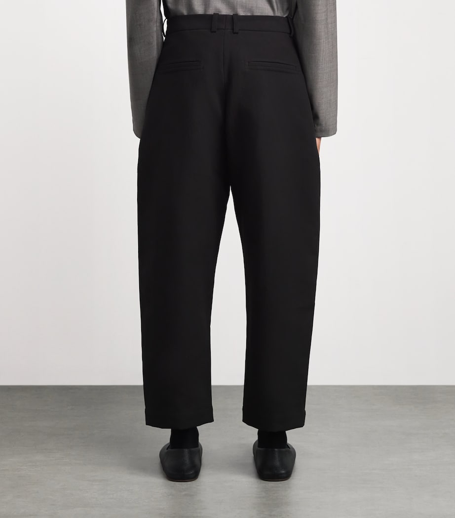 Cotton Pleated Trousers BLACK Image 4