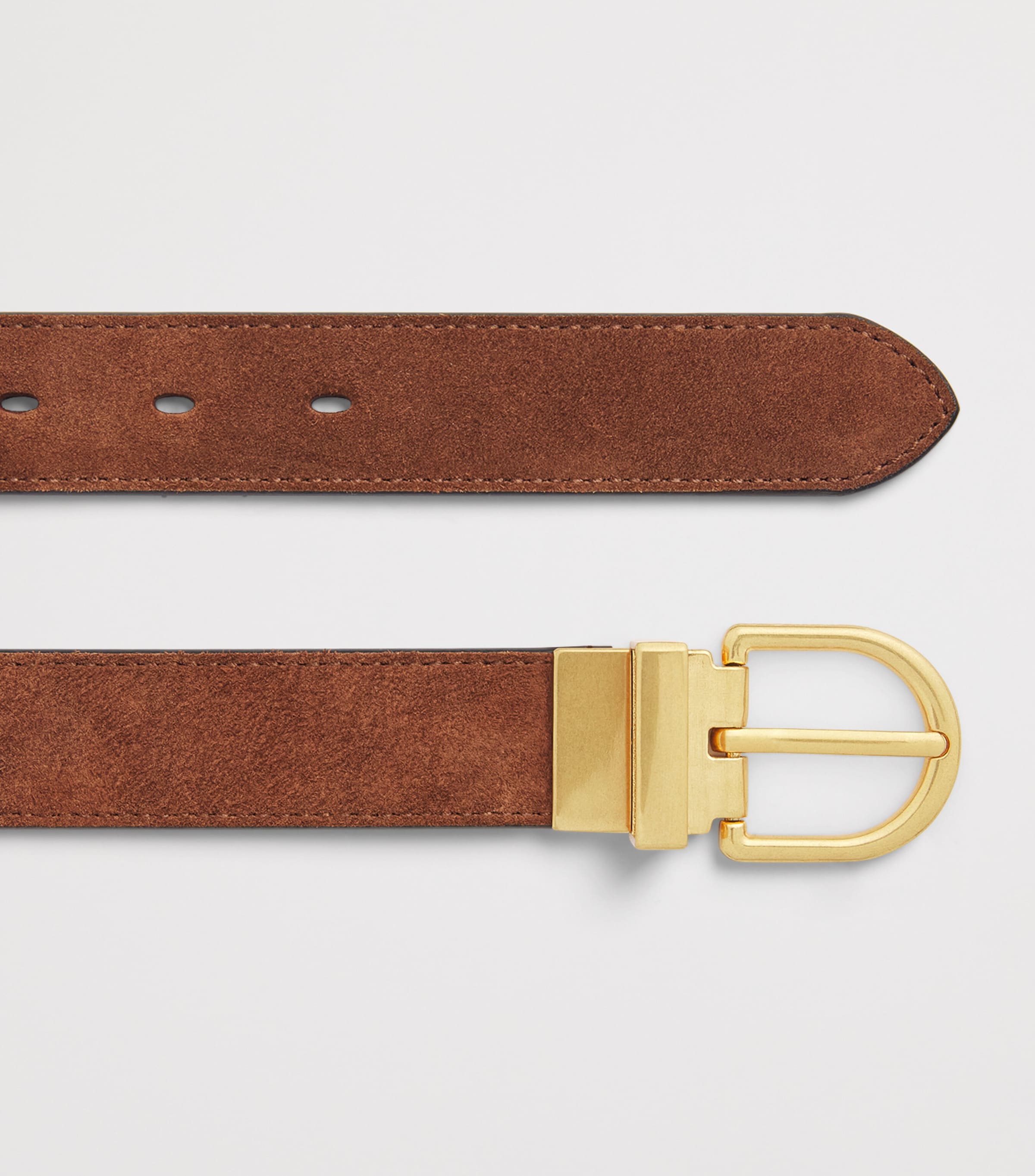 ME+EM Leather Round-Buckle Reversible Belt Chestnut/black Image 3