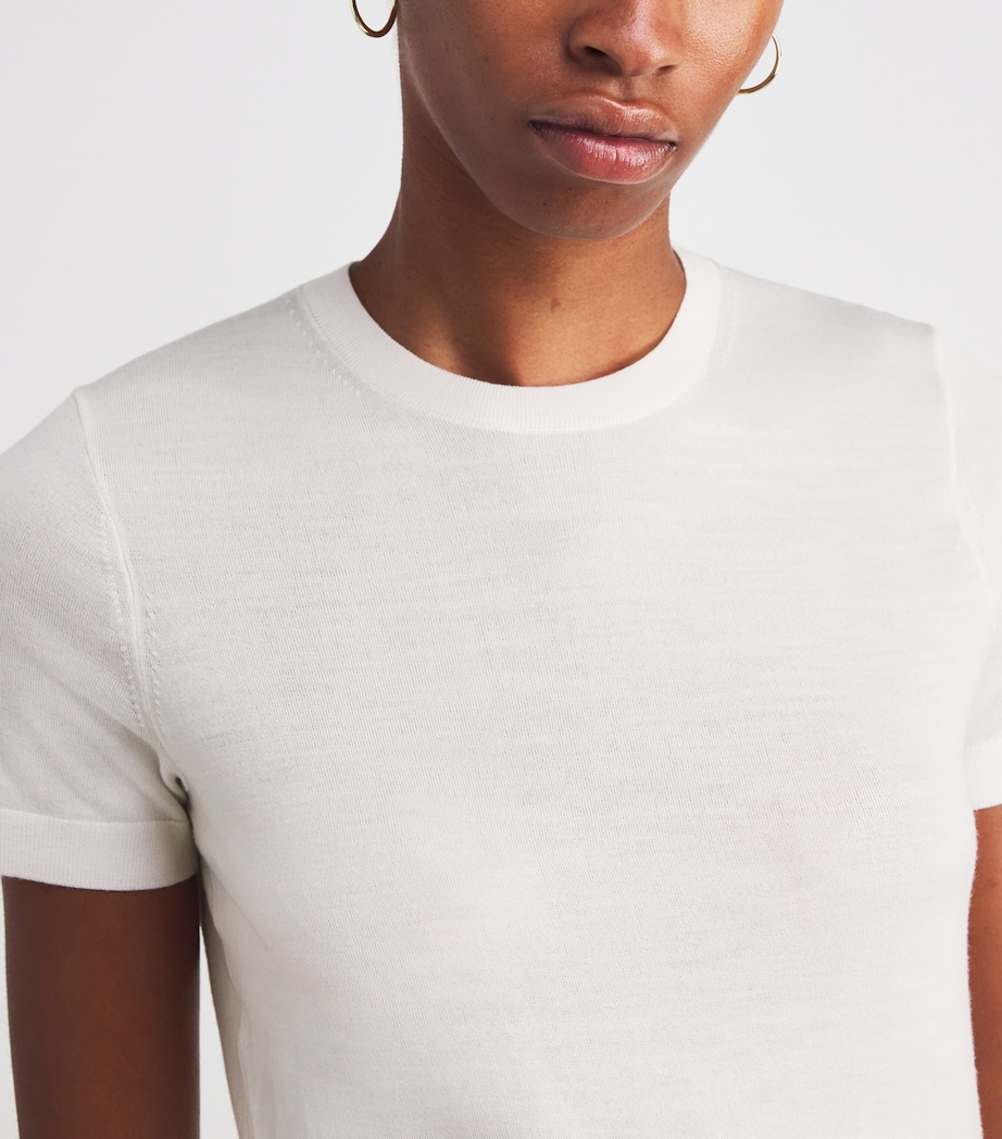 Wool Short-Sleeve Sweater NEW IVORY Image 6