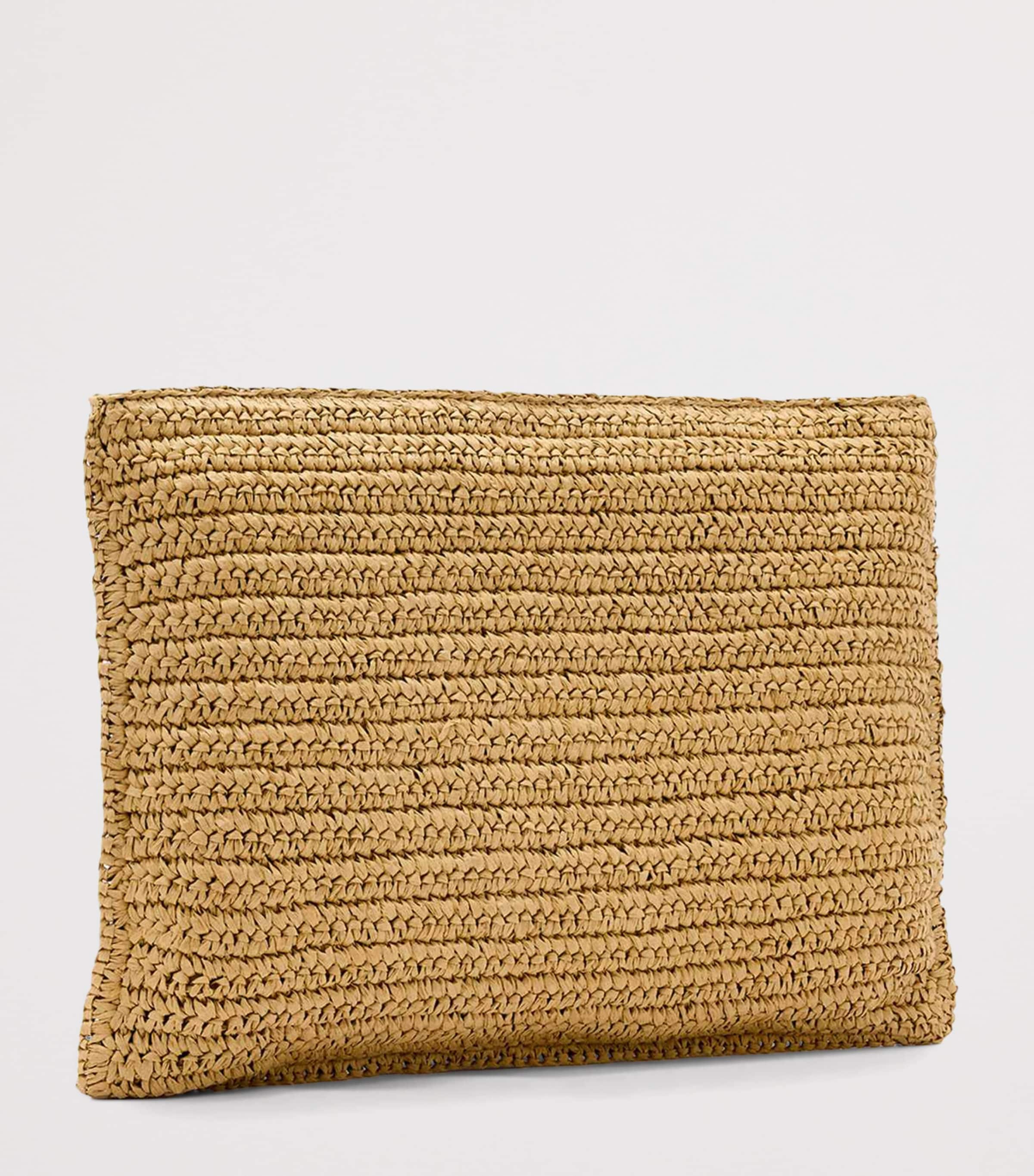 AllSaints Raffia Bettina Clutch Bag Biscuit Brown Image 4