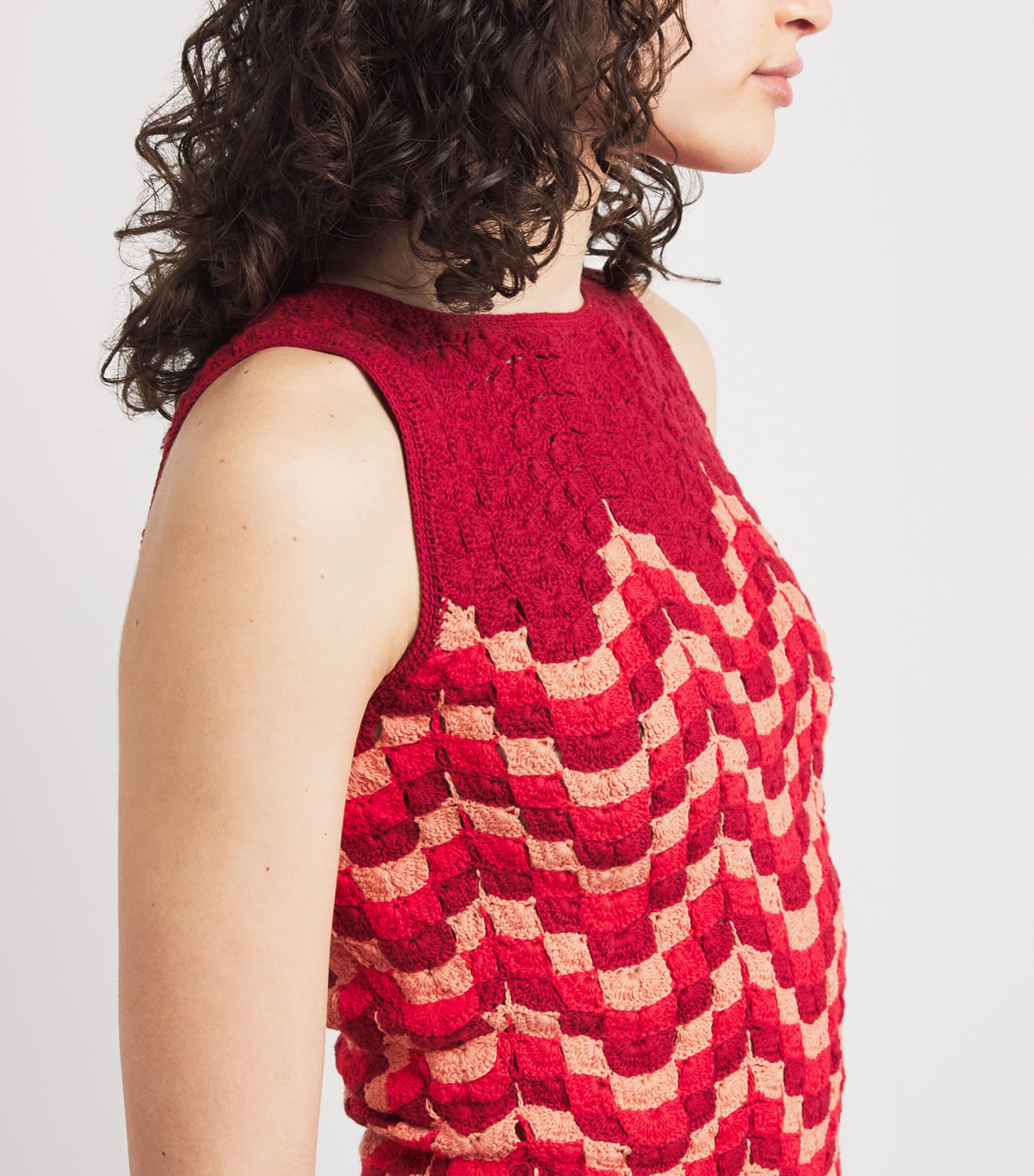 ESCVDO Womens Cotton Crochet Cuenca Midi Dress Scarlet Red Image 5