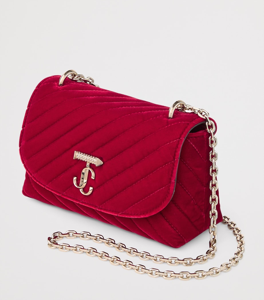 Small Curve Velvet Cross-Body Bag RUBY RED/SHINY GOLD Image 2