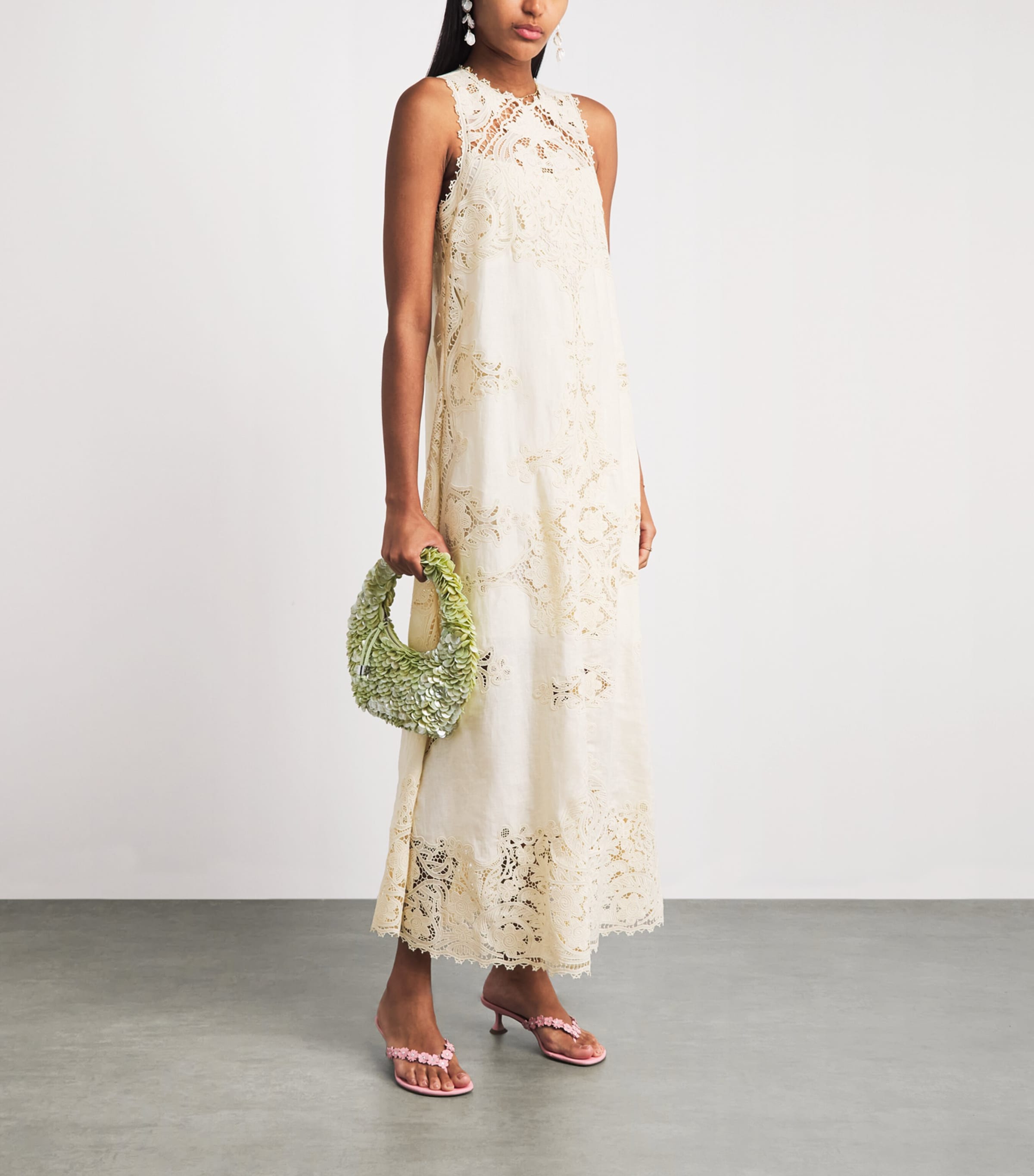 Ulla Johnson Womens Linen Embroidered Coralite Midi Dress Ivory Image 2