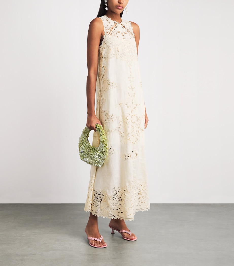 Ulla Johnson Womens Linen Embroidered Coralite Midi Dress Ivory Image 2