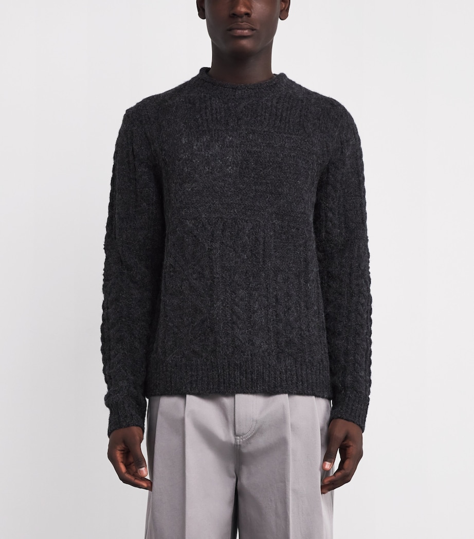 Wool-Blend Monochrome Flag Sweater GREY Image 3