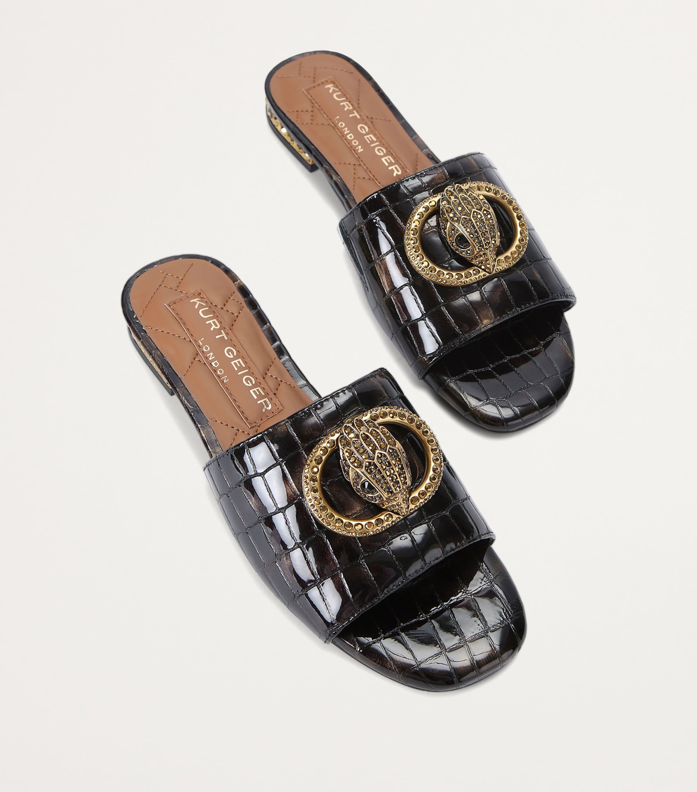 Patent Chelsea Flat Sandals BLACK/COMB Image 3