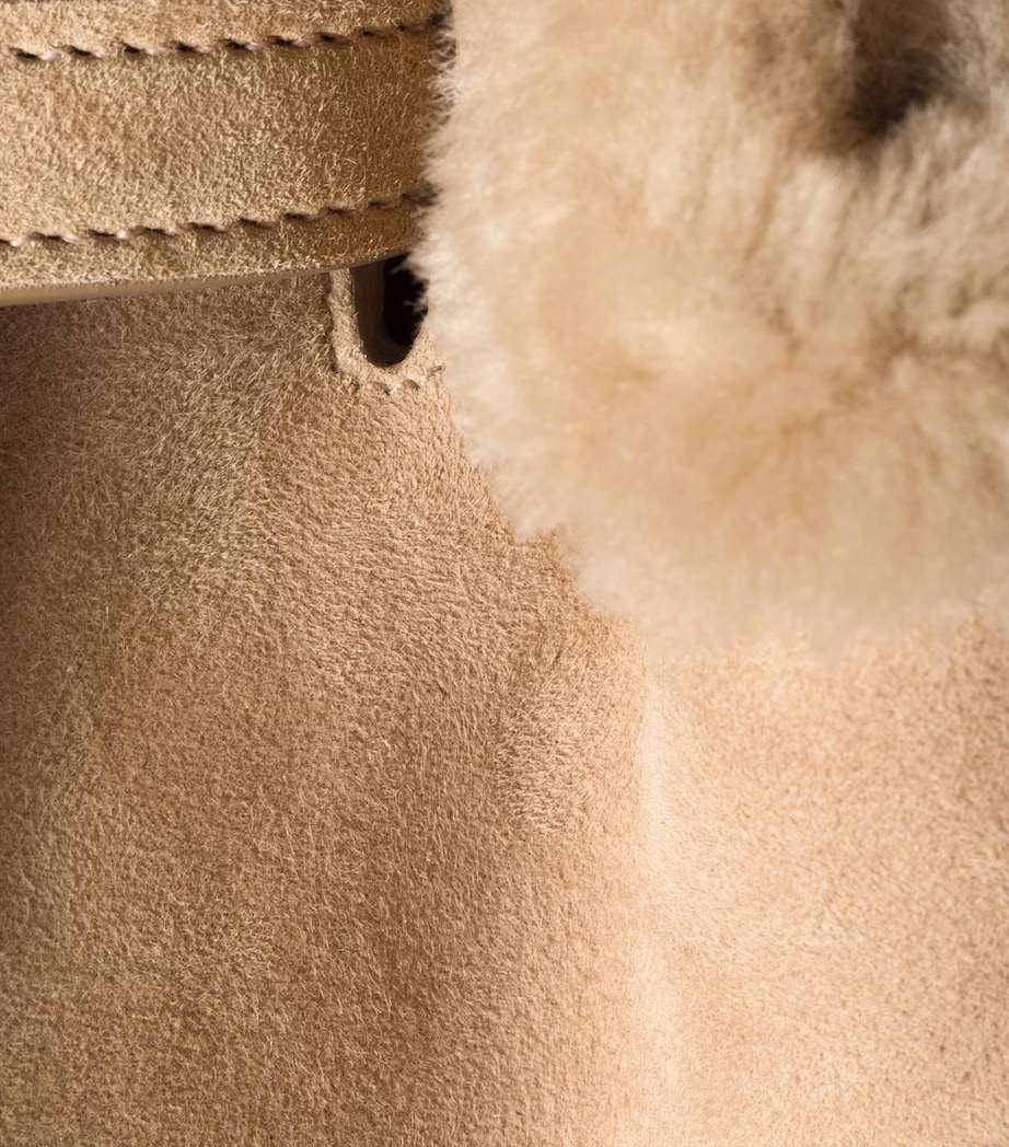 Suede-Shearling Aventure Shoulder Bag F0036 Image 5