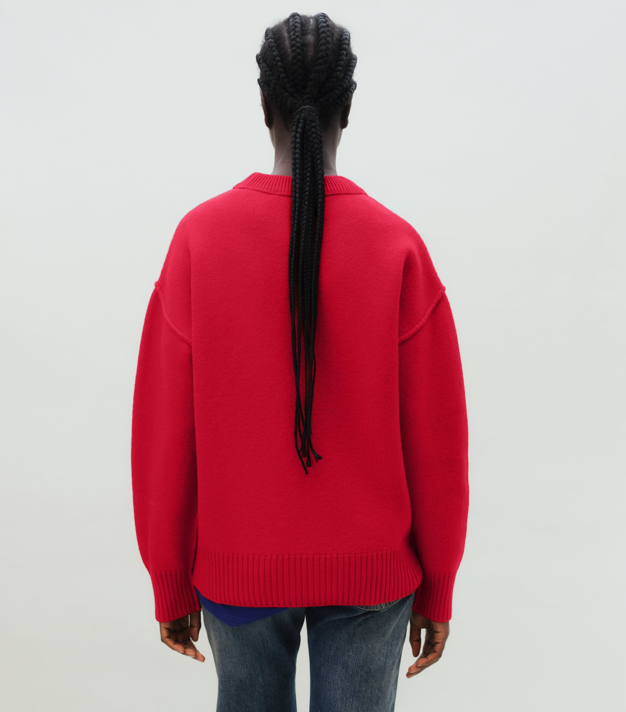 AMI Paris Womens Wool Ami de Coeur Sweater Rouge Rubis/ Noir Image 5