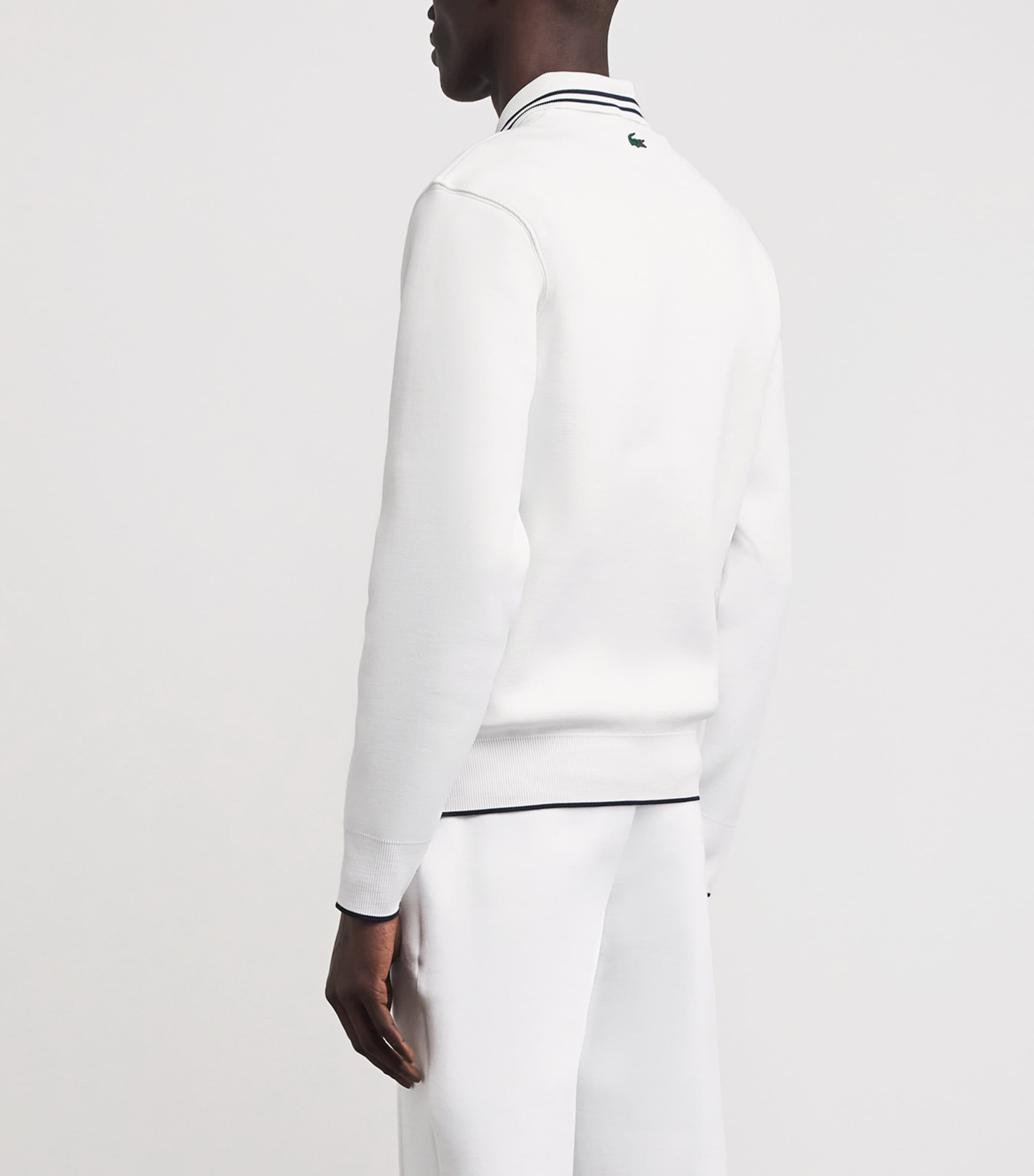 Lacoste Mens Tennis Heritage Polo Collar Quarter-Zip Sweatshirt White Image 5