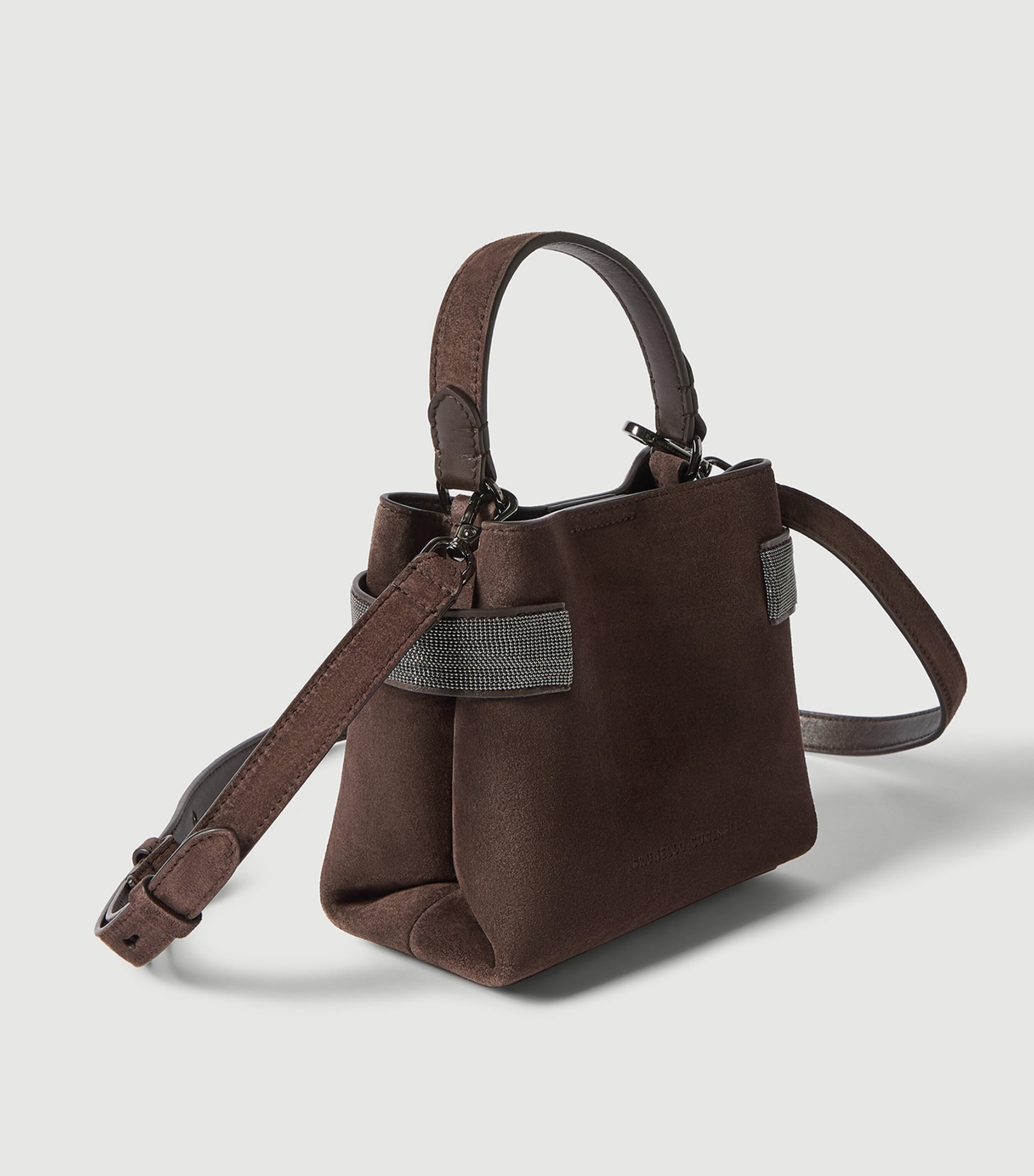 Brunello Cucinelli Small Suede Essence Top-Handle Bag Image 6