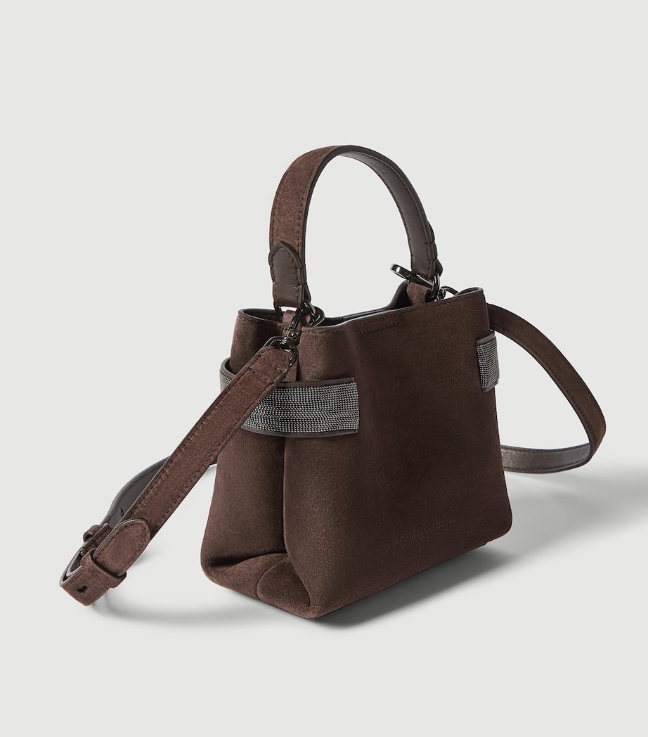 Brunello Cucinelli Small Suede Essence Top-Handle Bag Image 6