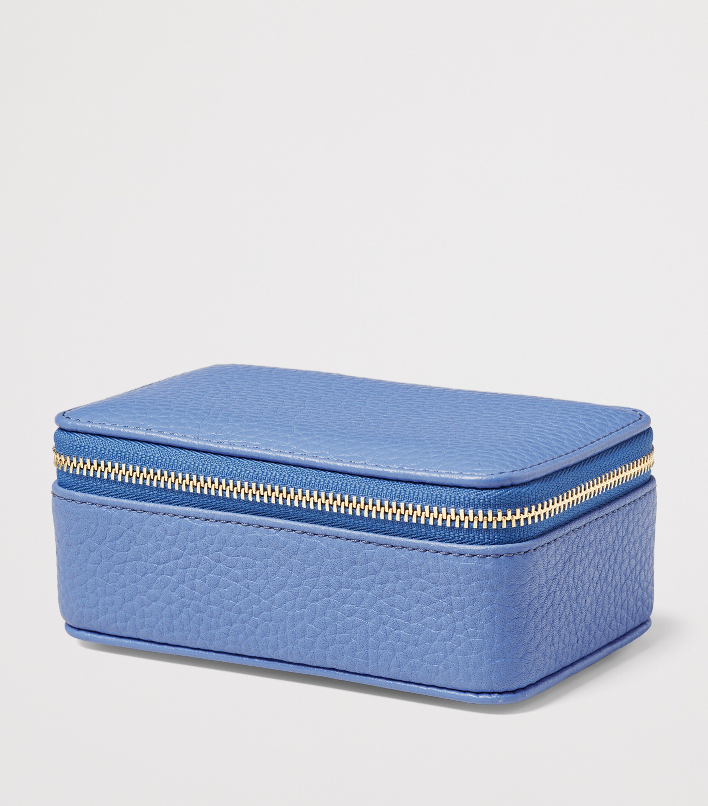 Medium Leather Travel Jewellery Case CAPRI BLUE Image 2