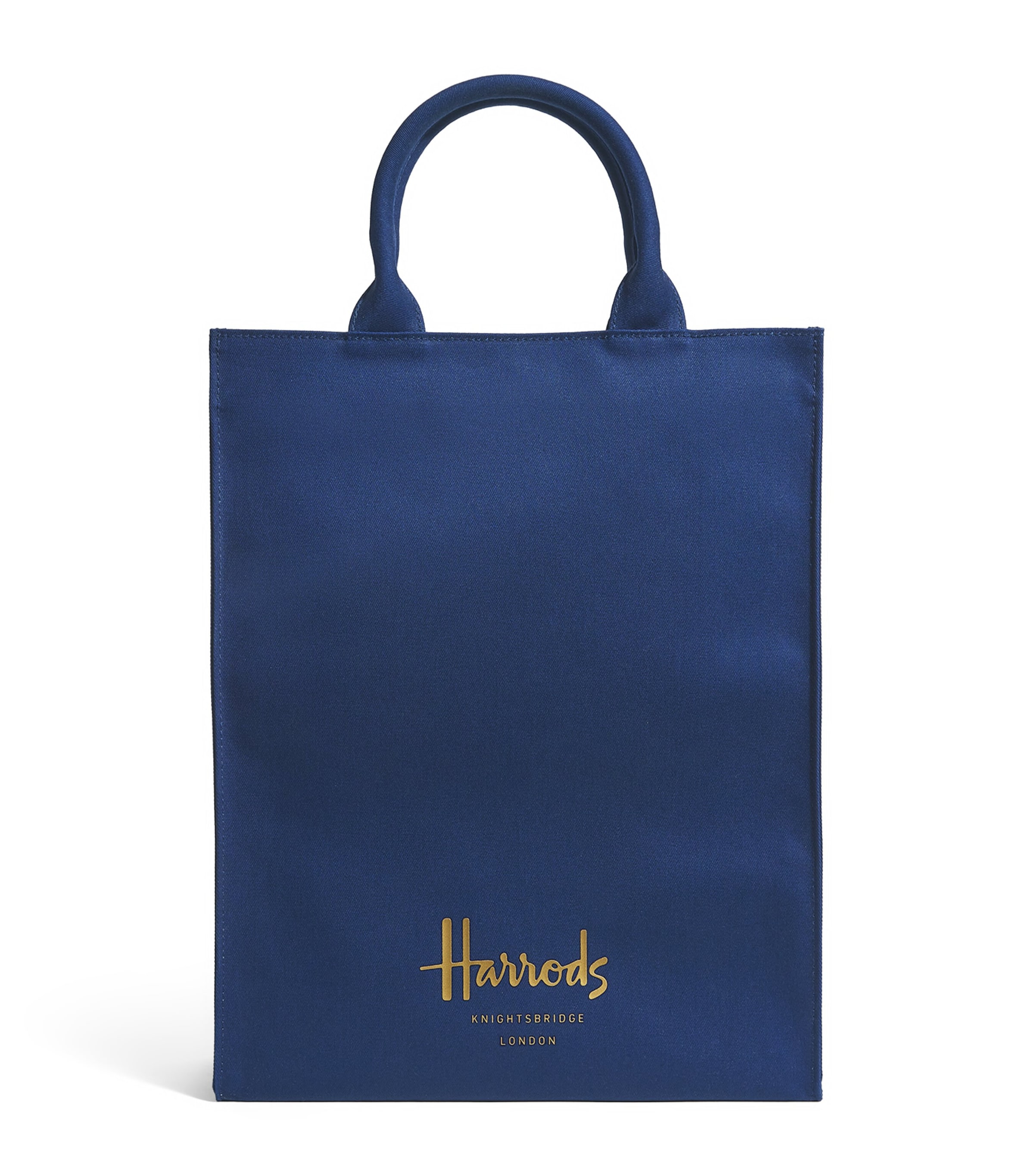 Shop Harrods Medium Cotton Logo Tote Bag In Navy