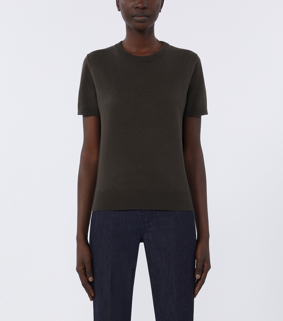 Max Mara Womens Wool Short-Sleeve Sweater Dark Green Image 3