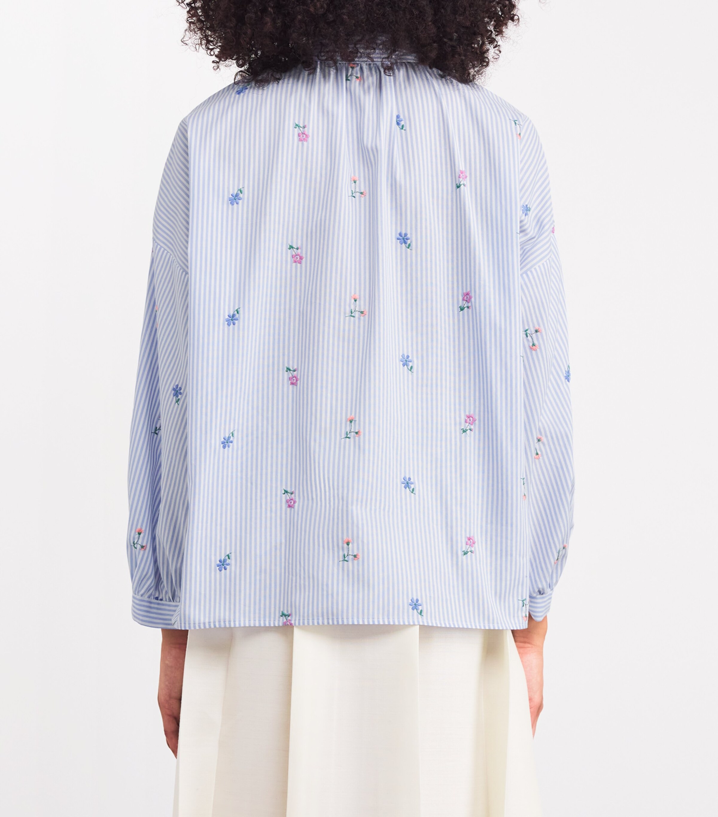 Weekend Max Mara Womens Cotton Embroidered Shirt Light Blue Image 4