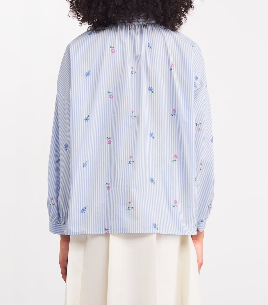 Weekend Max Mara Womens Cotton Embroidered Shirt Light Blue Image 4