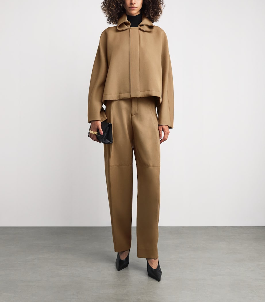 Virgin Wool Sculptural Leg Trousers 2529 DARK CAMEL Image 2
