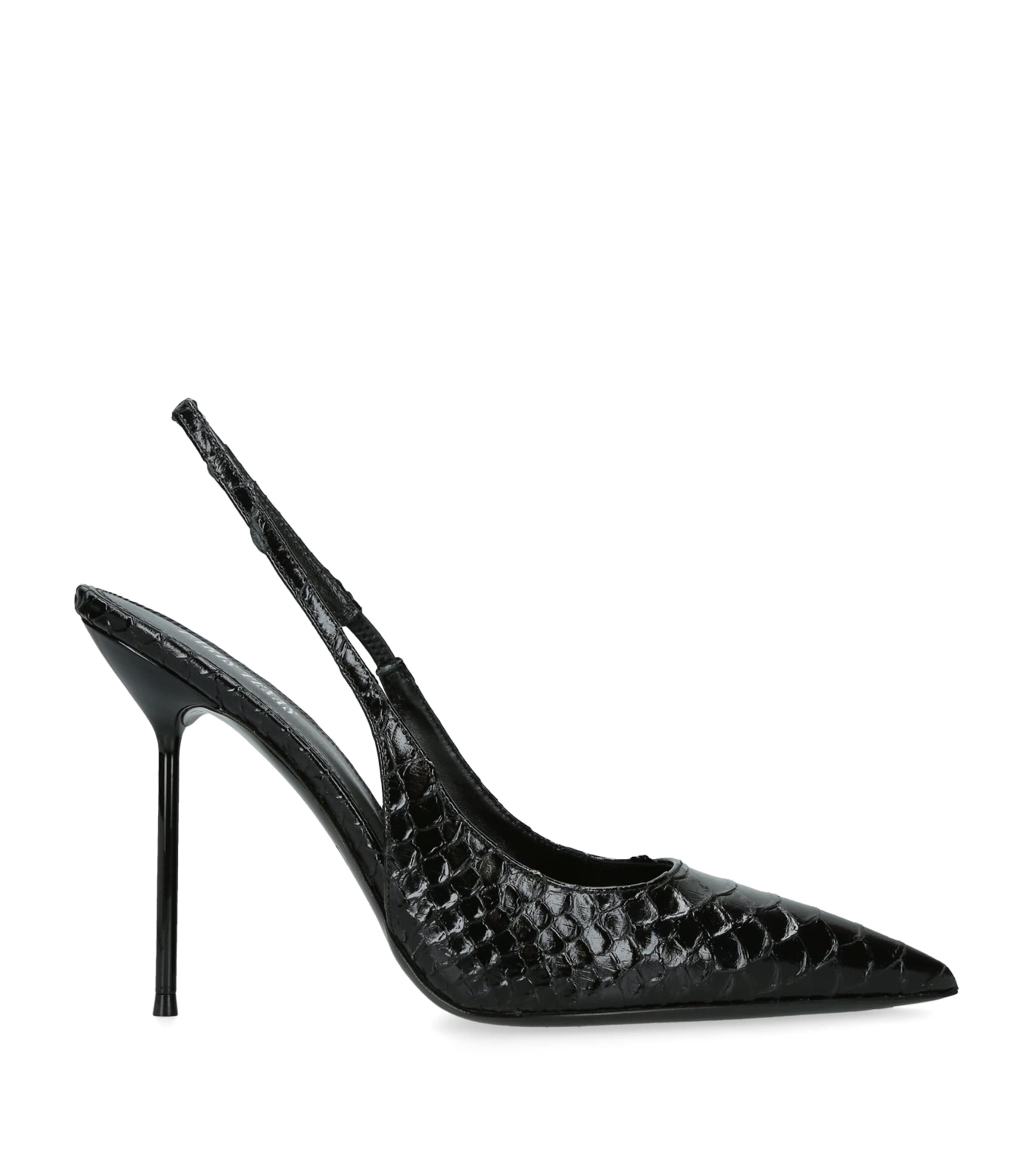 Paris Texas Leather Python-Embossed Lidia Slingback Pumps 105 Black Image 1