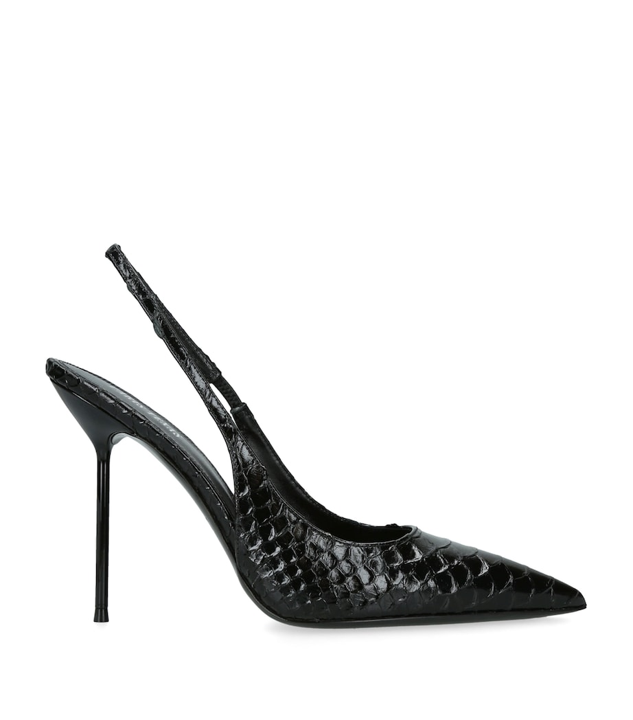 Paris Texas Leather Python-Embossed Lidia Slingback Pumps 105 Black Image 1